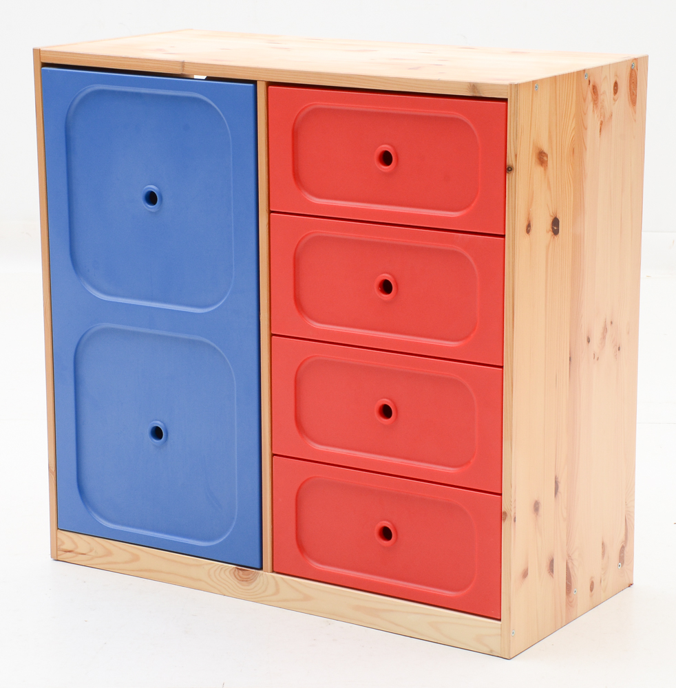 Pine Wood Color-Block Dresser