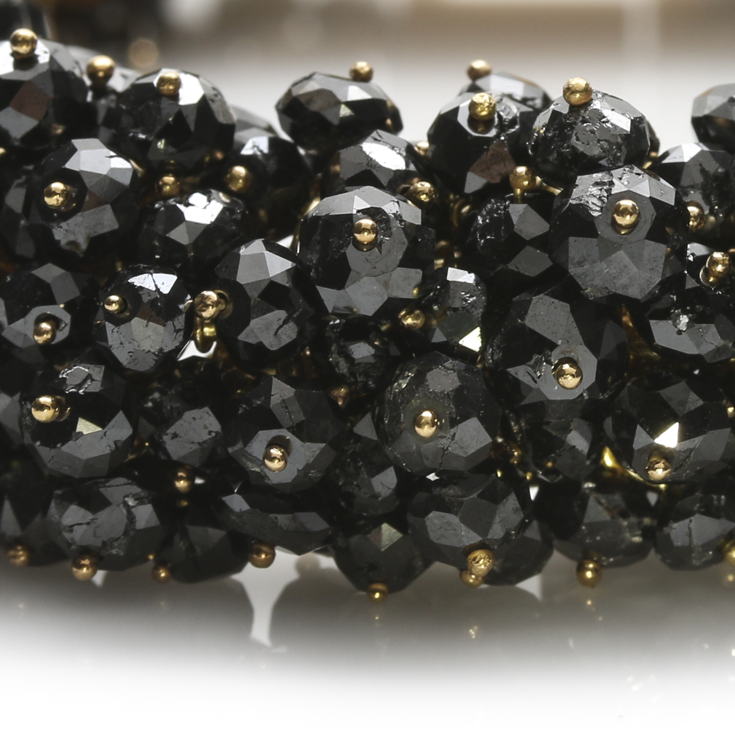18K Yellow Gold 225.99 CTW Black Diamond Cluster Bracelet