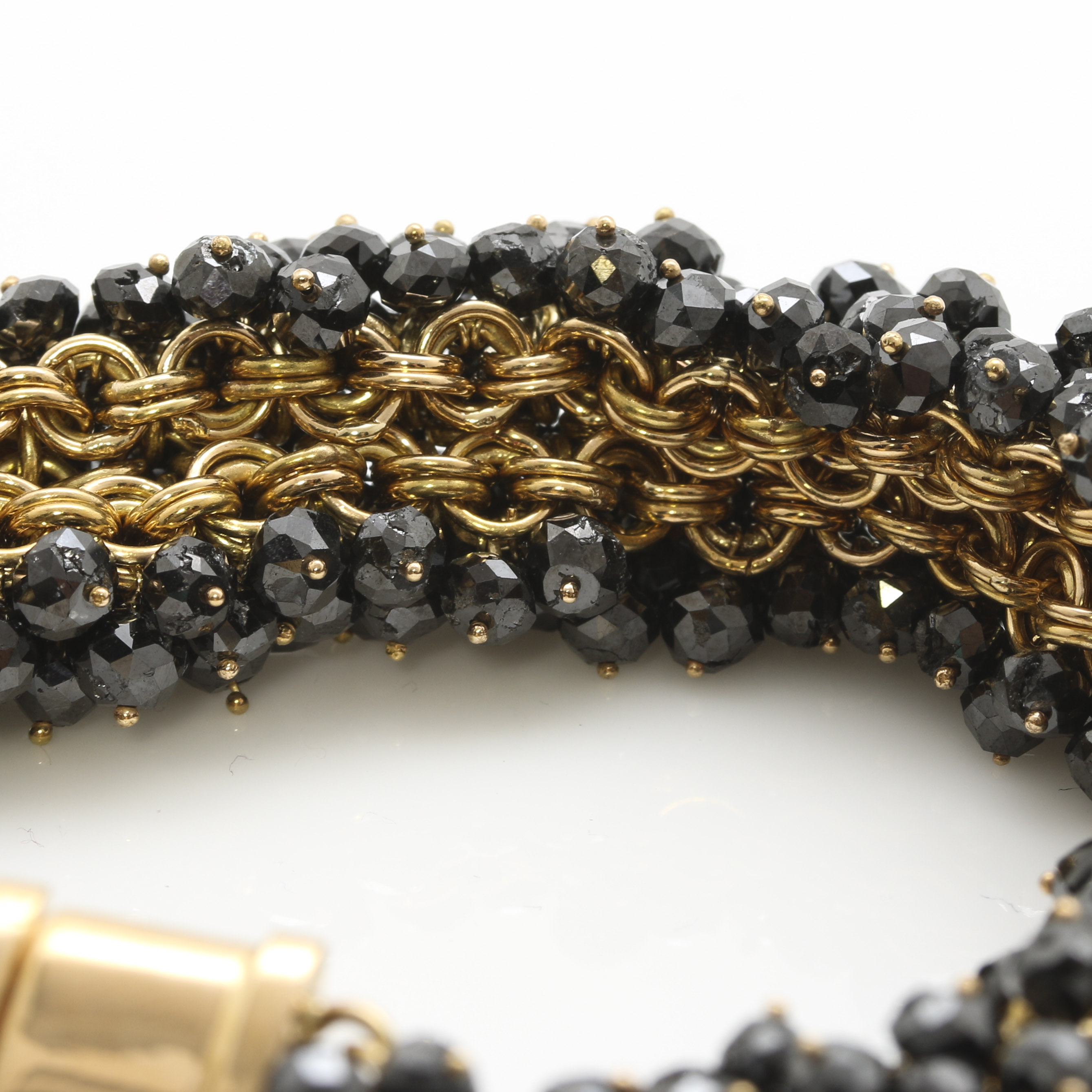 18K Yellow Gold 225.99 CTW Black Diamond Cluster Bracelet