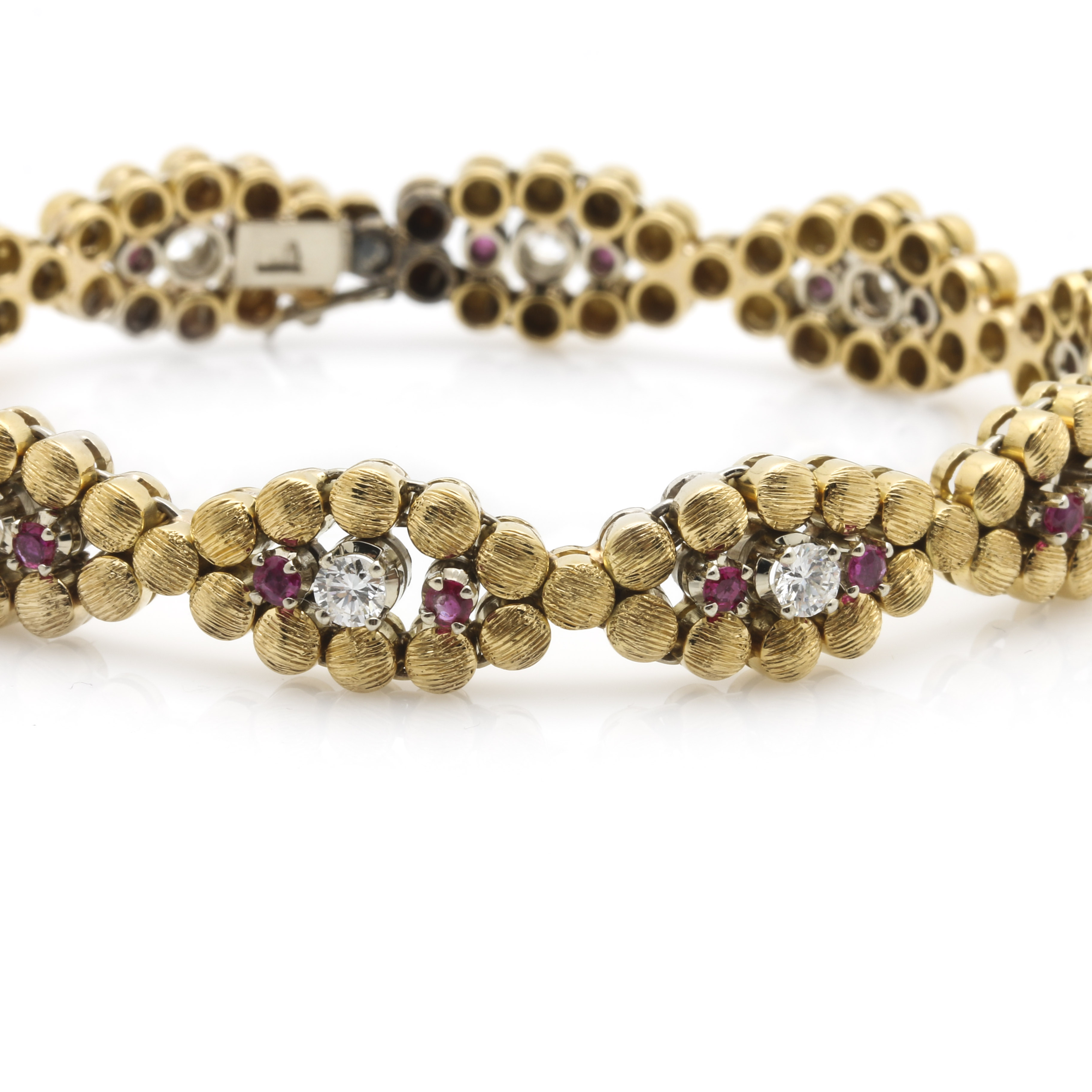 18K Yellow Gold 1.20 CTW Diamond and Ruby Bracelet