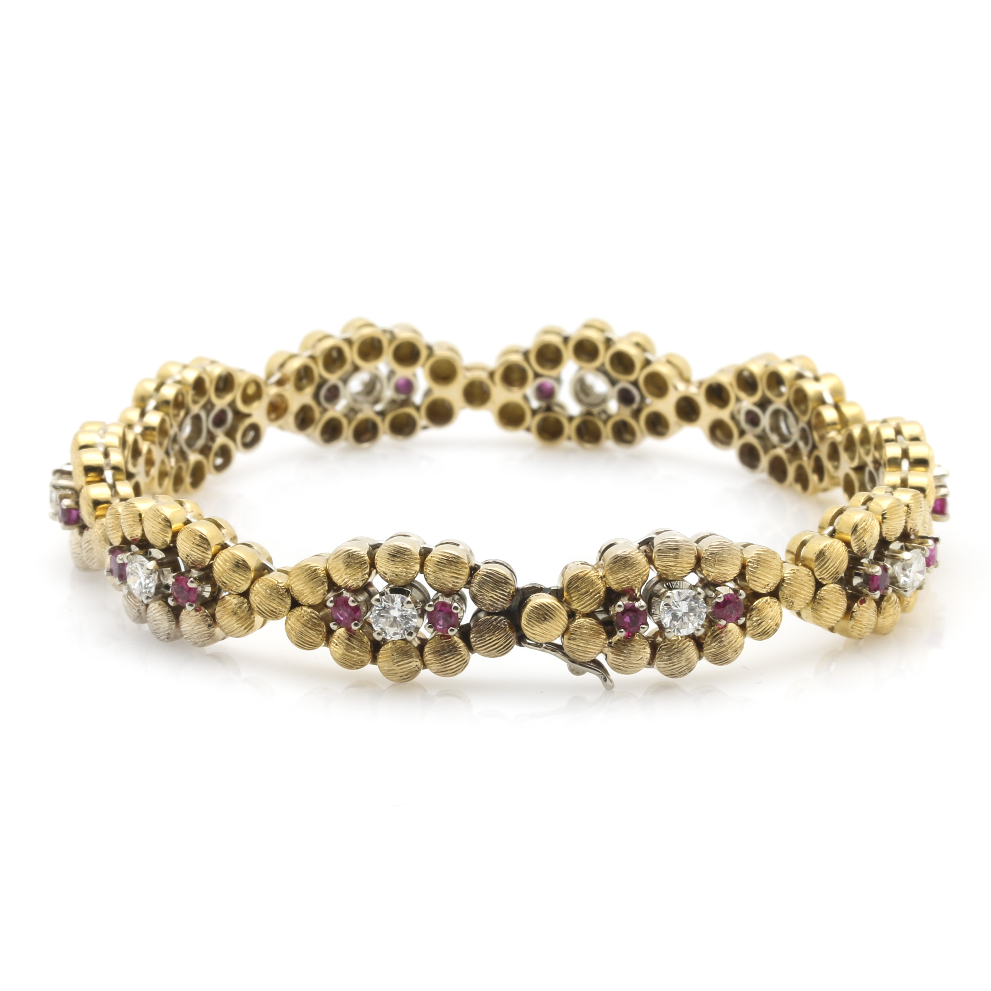 18K Yellow Gold 1.20 CTW Diamond and Ruby Bracelet