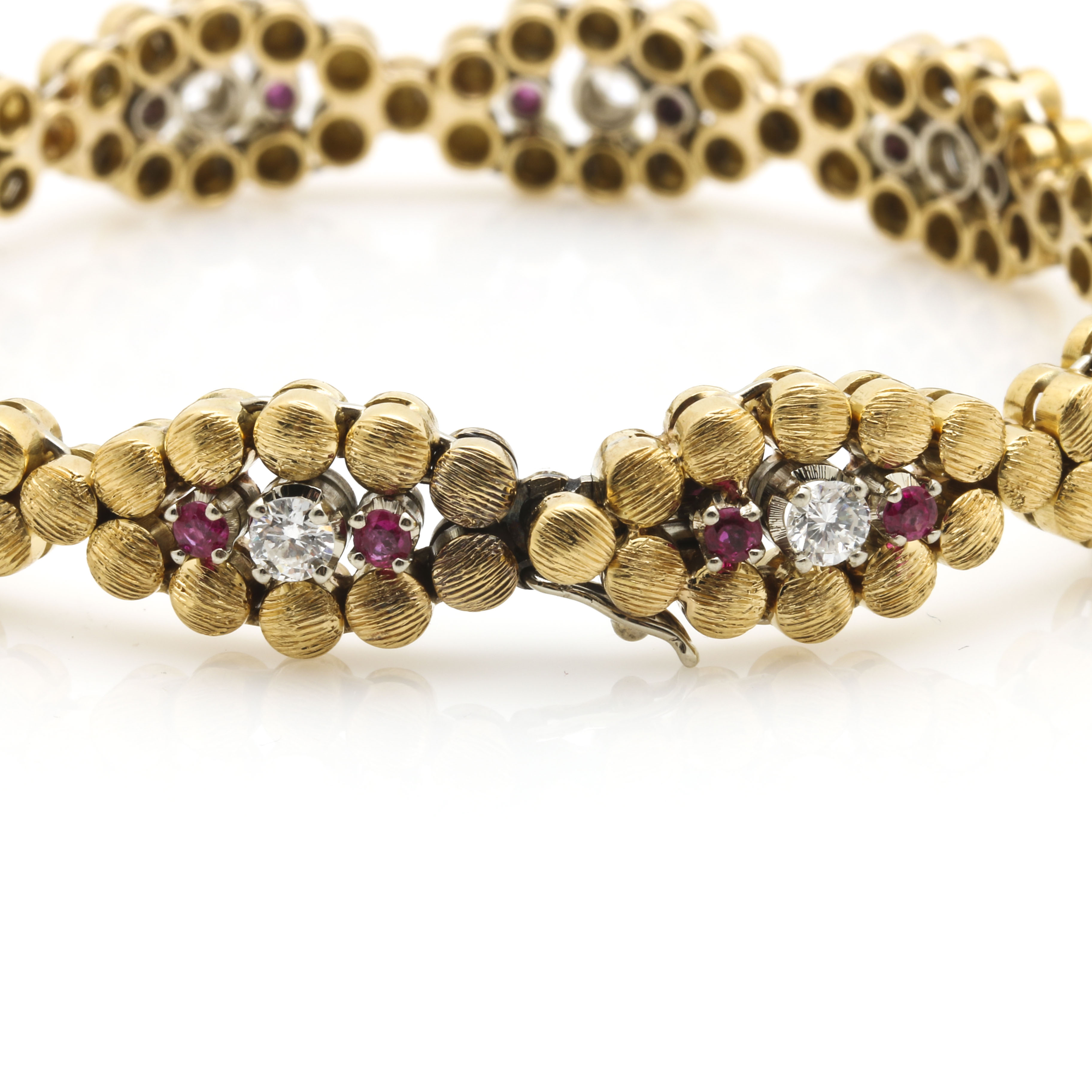 18K Yellow Gold 1.20 CTW Diamond and Ruby Bracelet