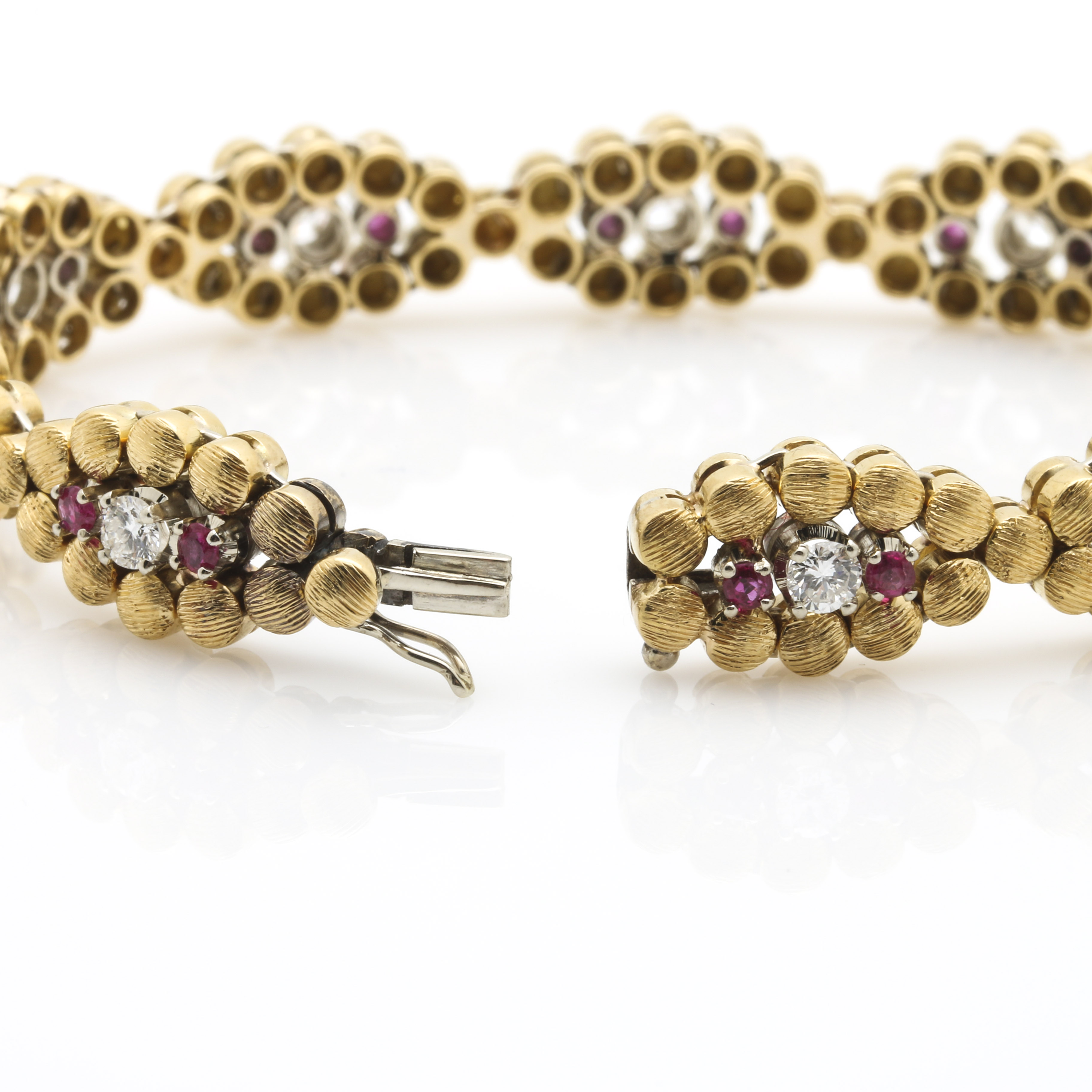 18K Yellow Gold 1.20 CTW Diamond and Ruby Bracelet