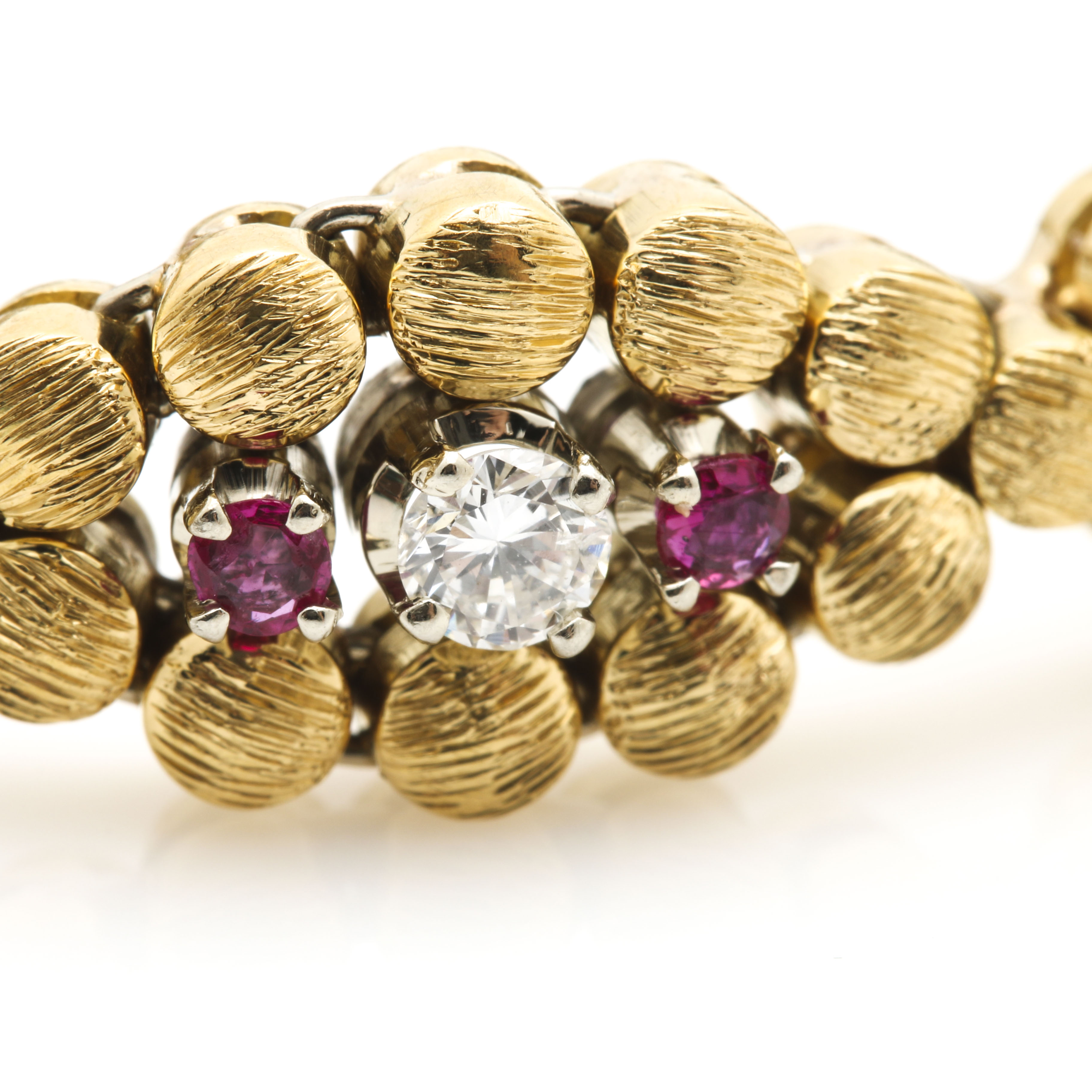 18K Yellow Gold 1.20 CTW Diamond and Ruby Bracelet