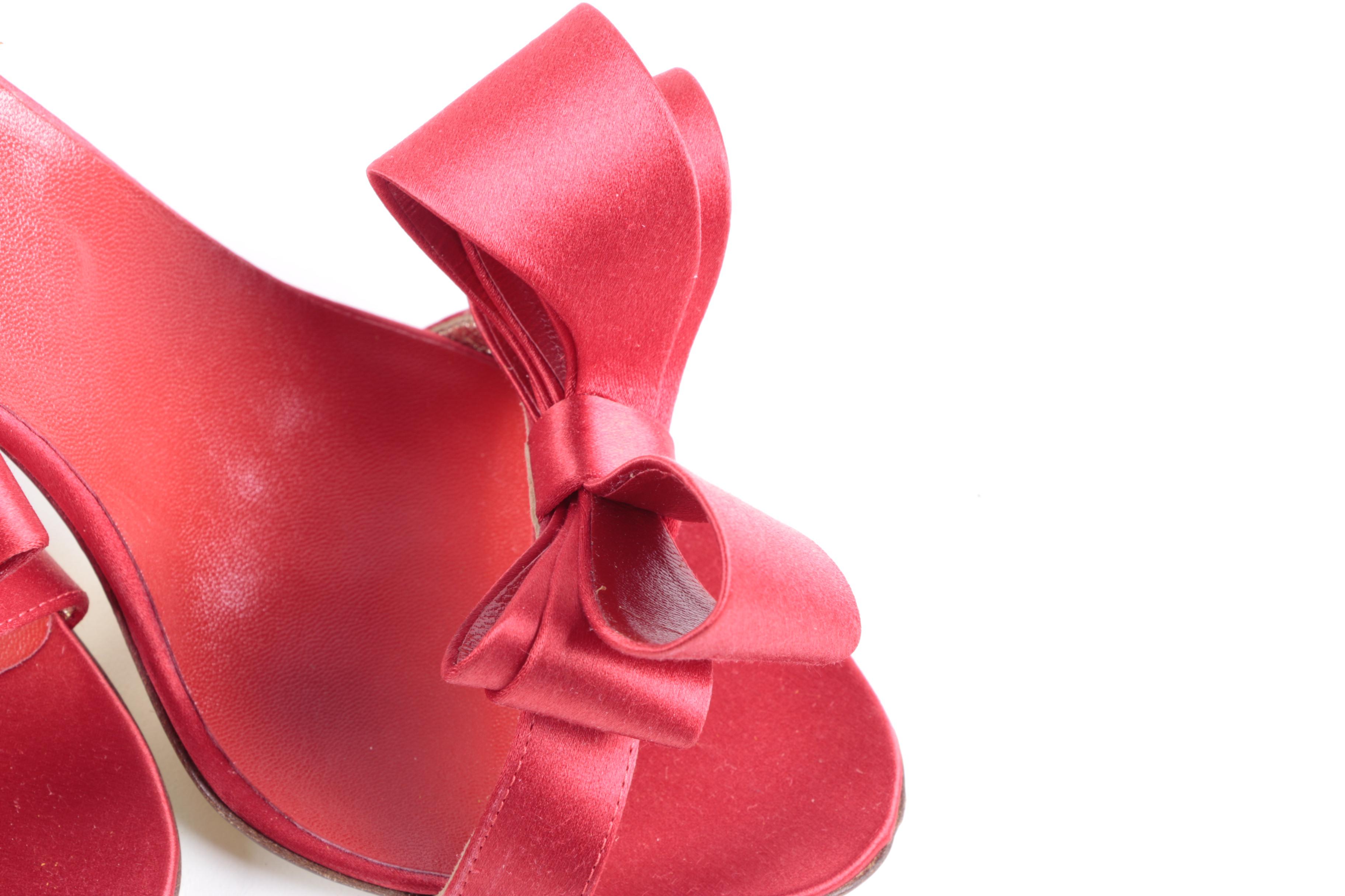 Valentino Red Satin Bow Slingbacks