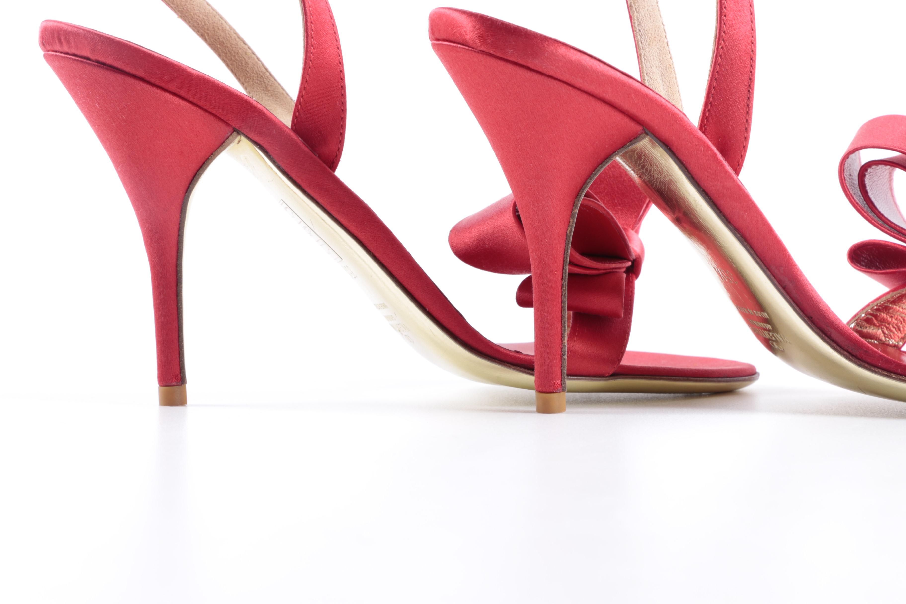 Valentino Red Satin Bow Slingbacks