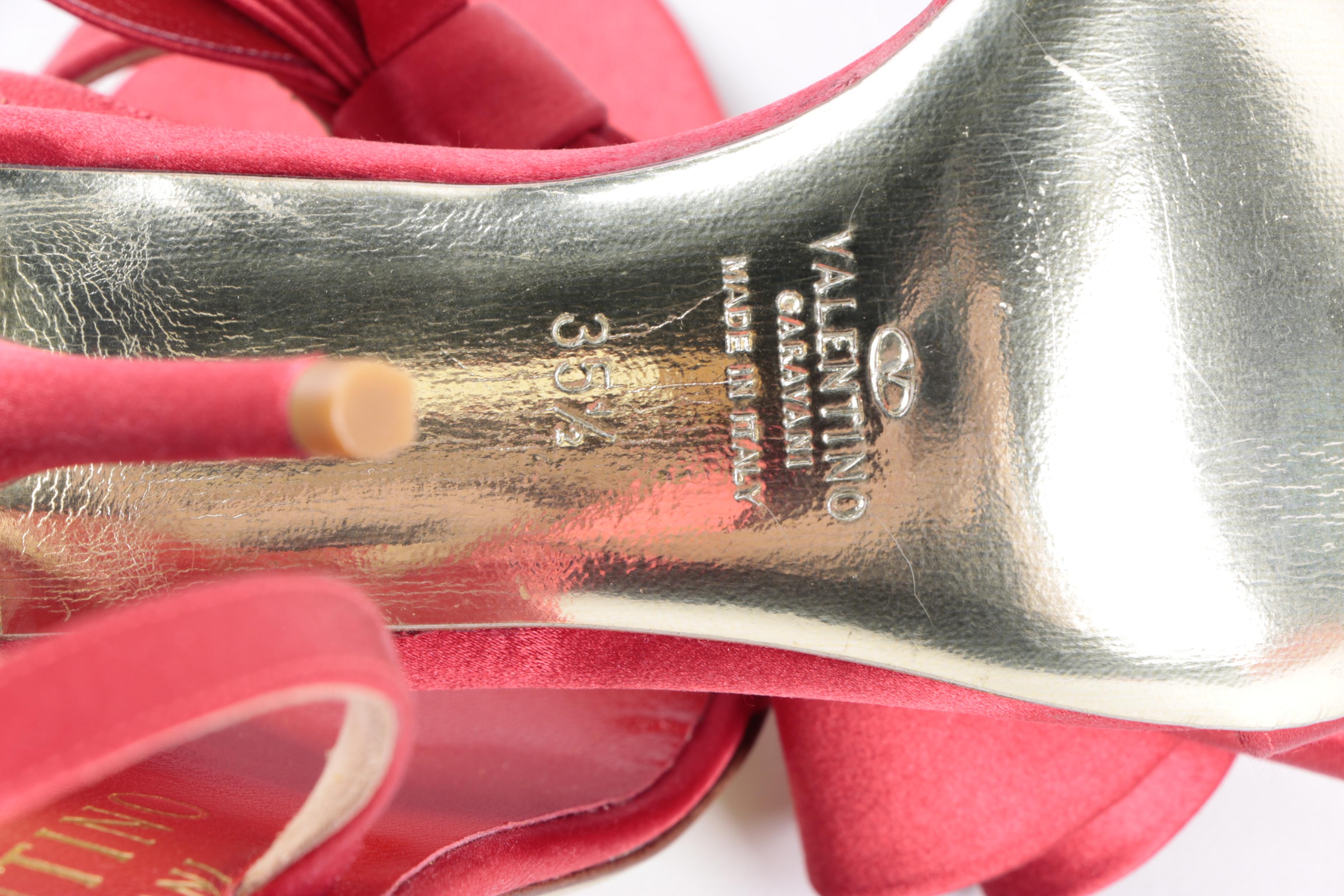 Valentino Red Satin Bow Slingbacks