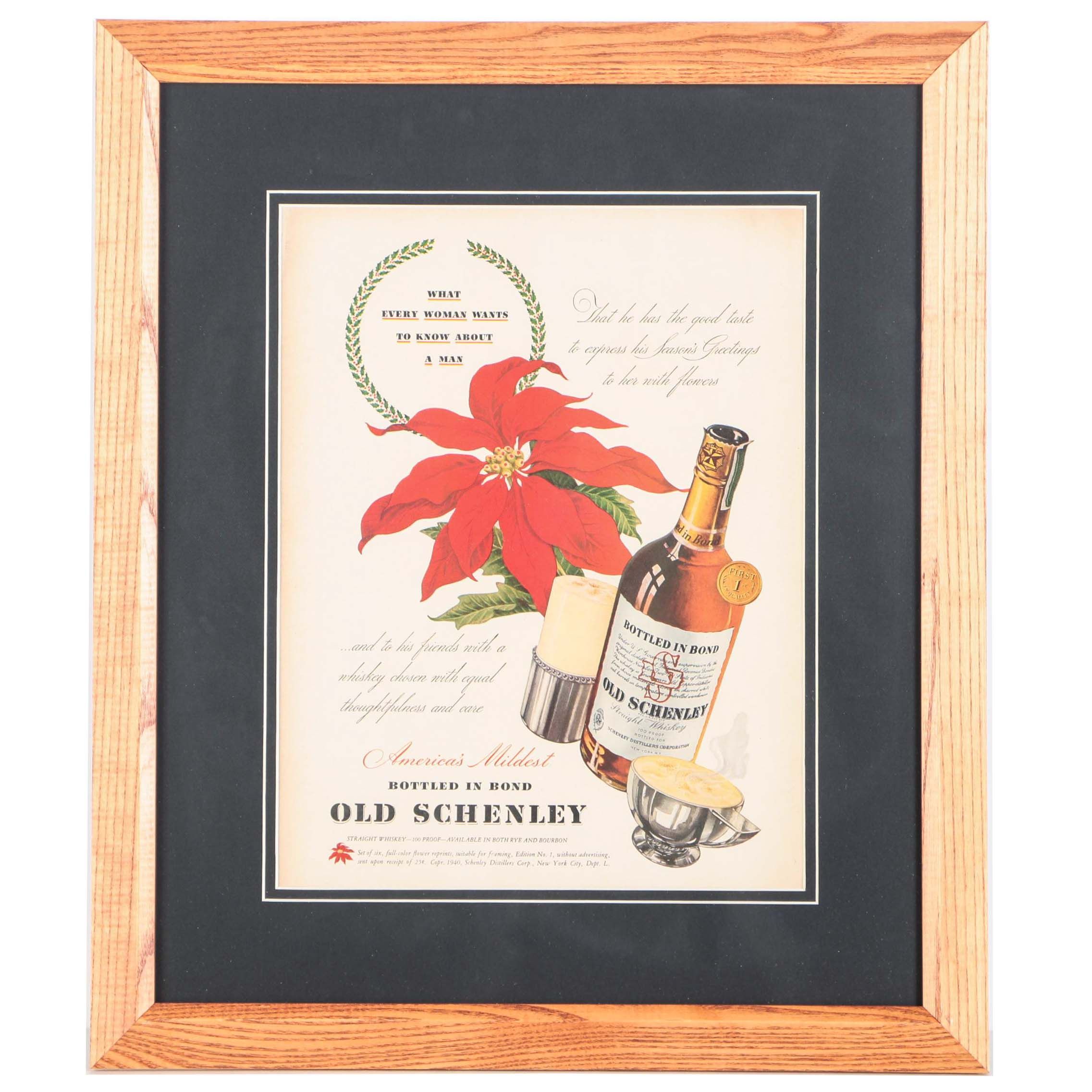 1941 Old Schenley Whiskey Offset Lithograph Advertisement