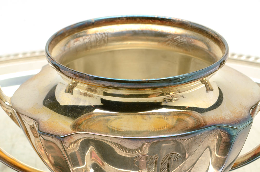Silver-Plated Tea Set and Oval Tray