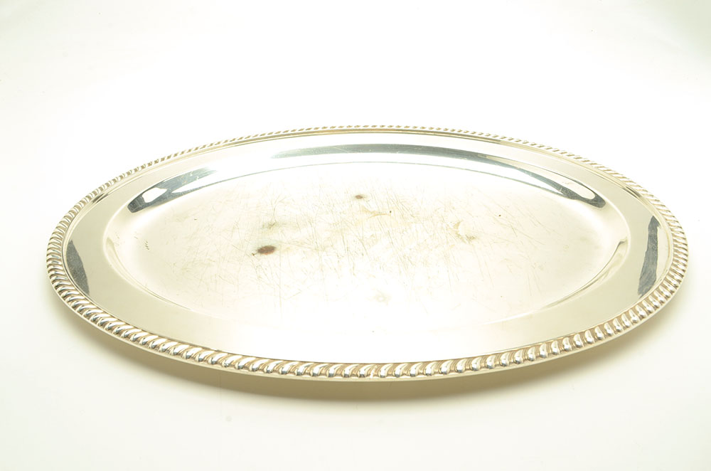 Silver-Plated Tea Set and Oval Tray