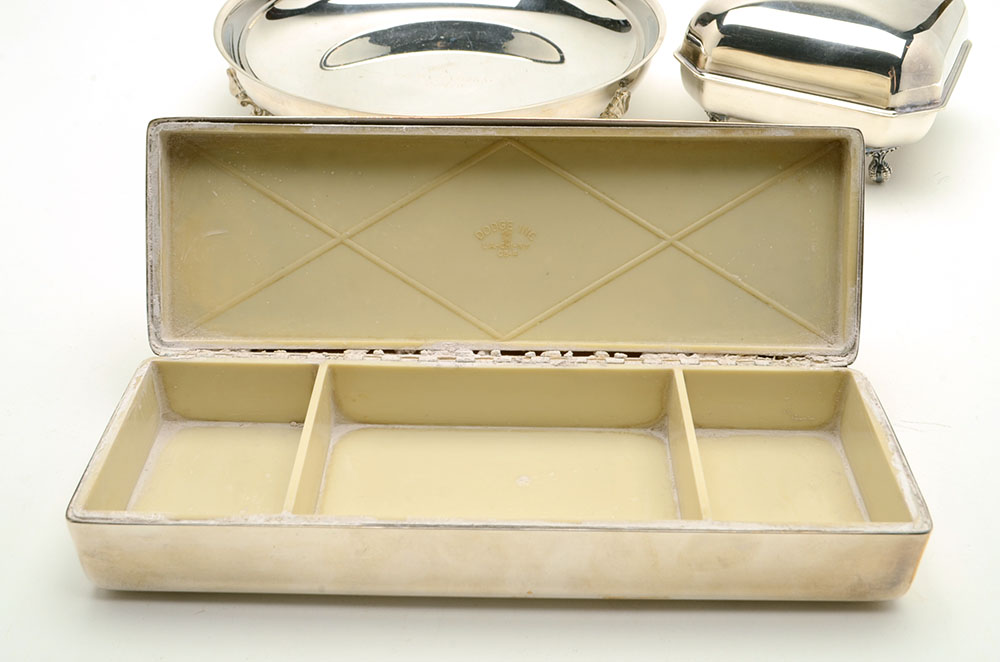 Two Silver-Plated Serving Trays and Bowl