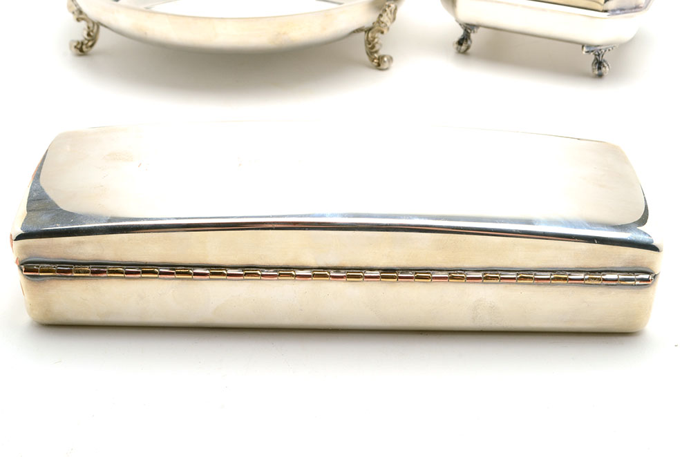 Two Silver-Plated Serving Trays and Bowl