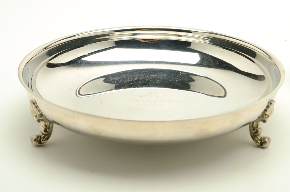 Two Silver-Plated Serving Trays and Bowl