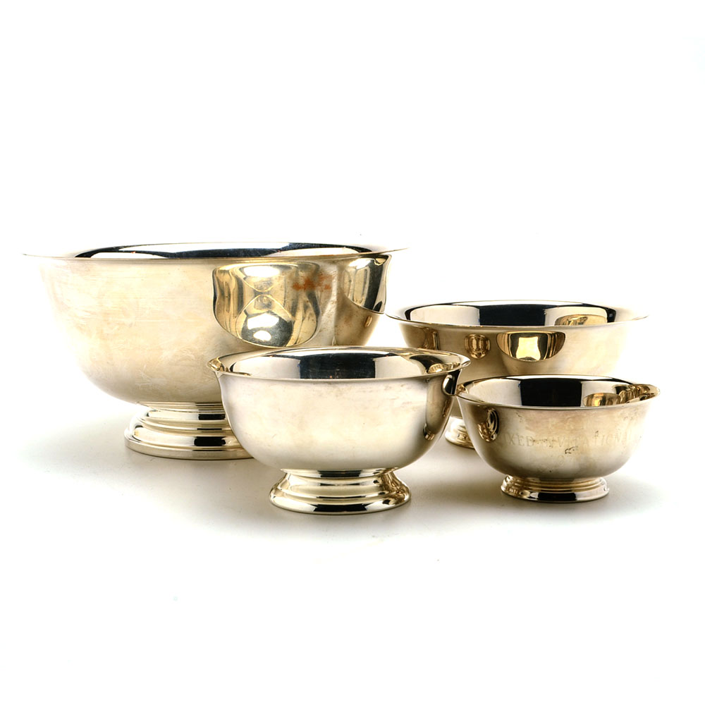 Four Graduated Paul Revere Silver-Plated Bowls