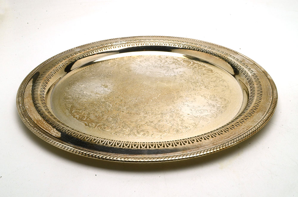 Two Silver-Plated Serving Trays and Bowl