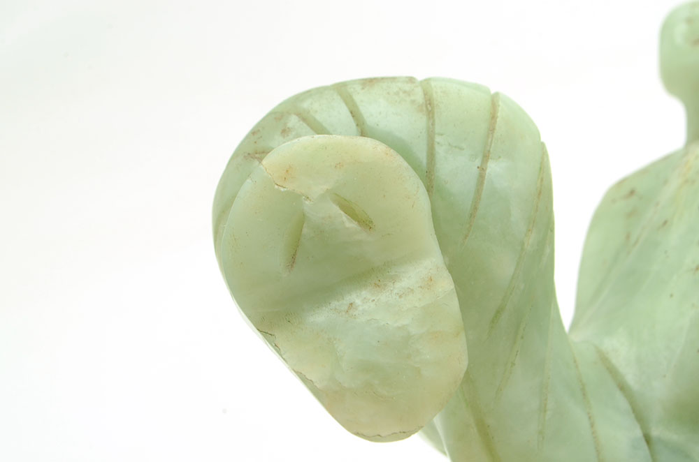 Chinese Carved Bowenite Elephant with Figural Lid