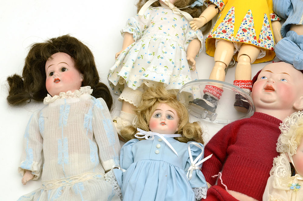 Collection of Porcelain Dolls some Antique