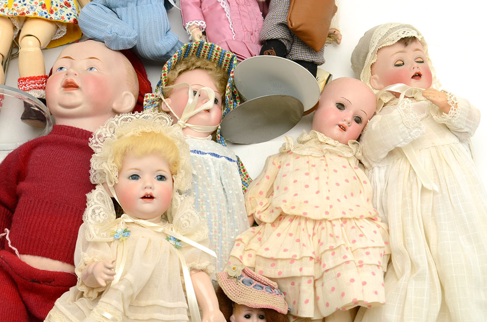 Collection of Porcelain Dolls some Antique