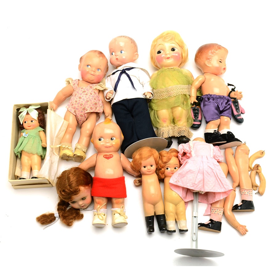 Collection of Assorted Composition and Kewpie Style Dolls