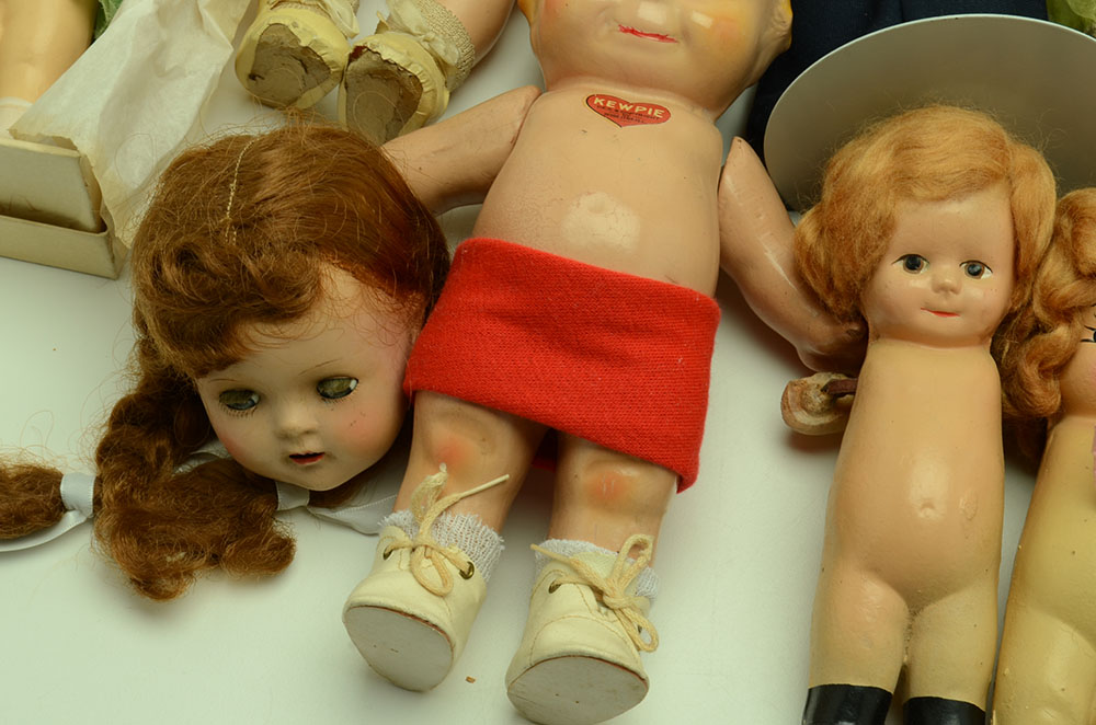 Collection of Assorted Composition and Kewpie Style Dolls