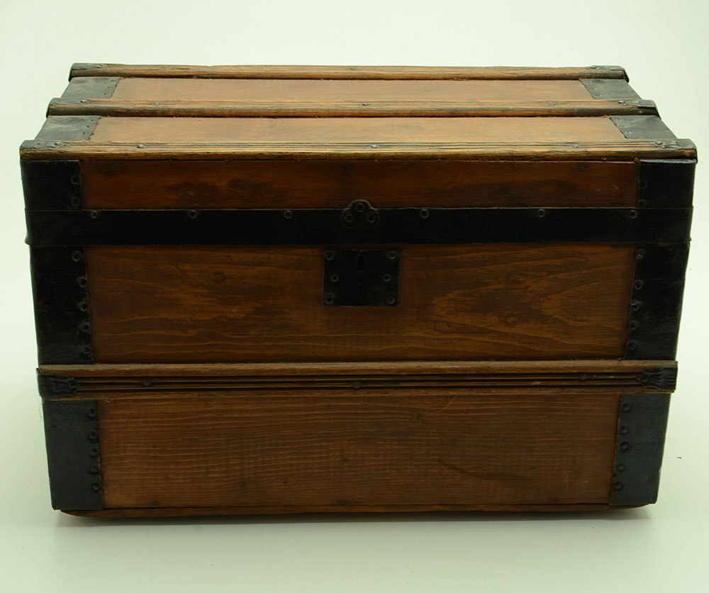 Custom Wood Chest with Assorted Bisque Porcelain Dolls