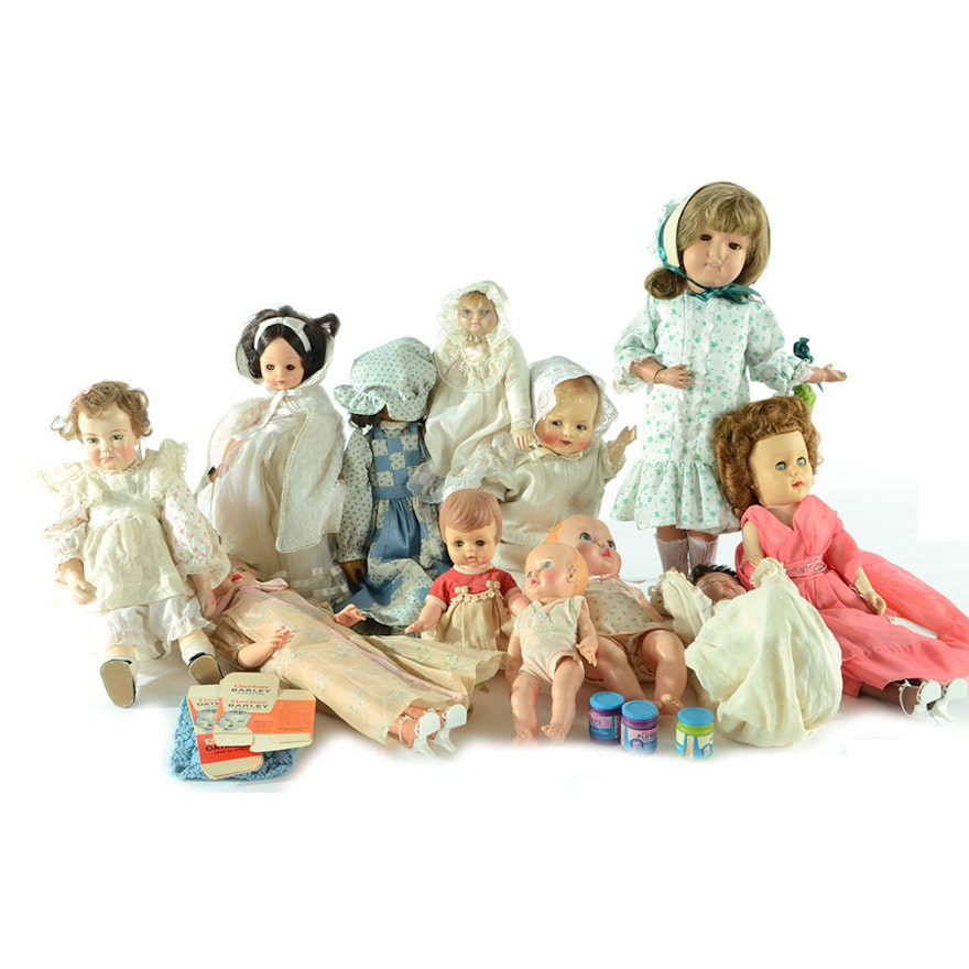 Collection of Twelve Assorted Vintage Dolls