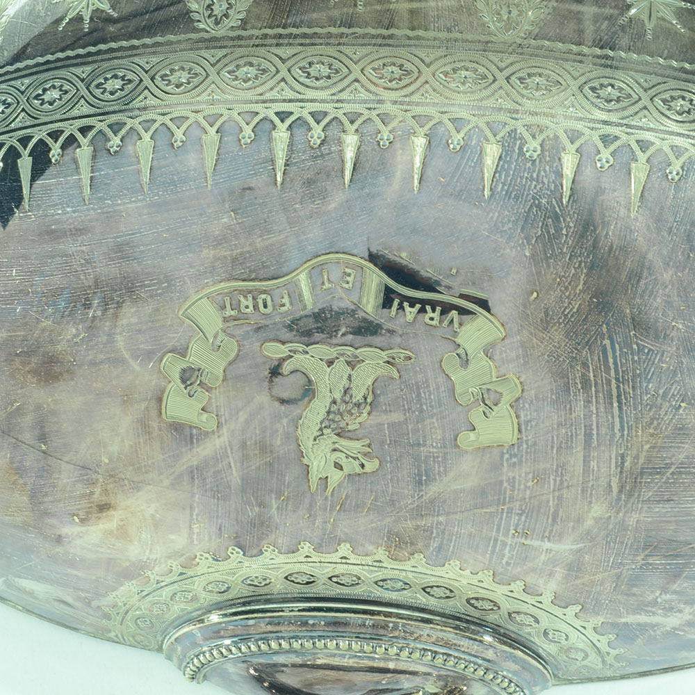 Pair of Engraved Decorated Silver-Plated Domed Wall Planters