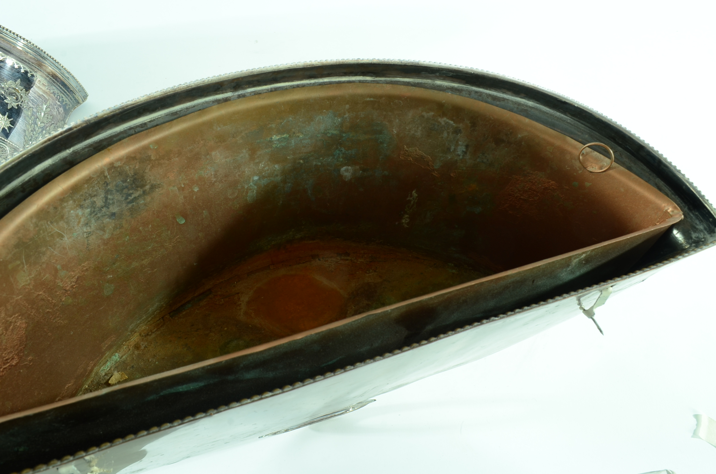 Pair of Engraved Decorated Silver-Plated Domed Wall Planters