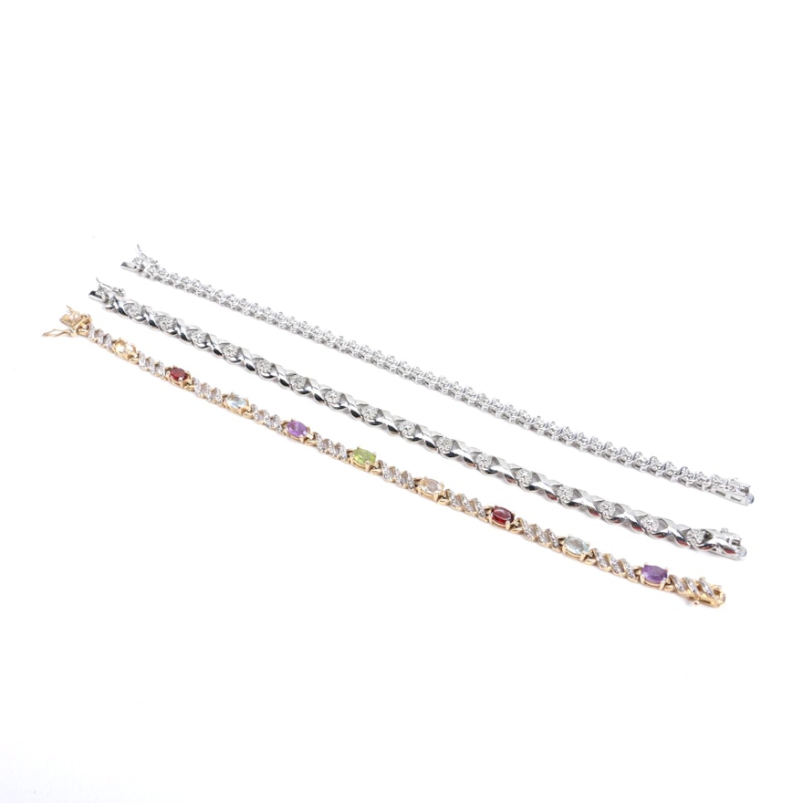 Bracelets Featuring Diamonds and Sterling Silver