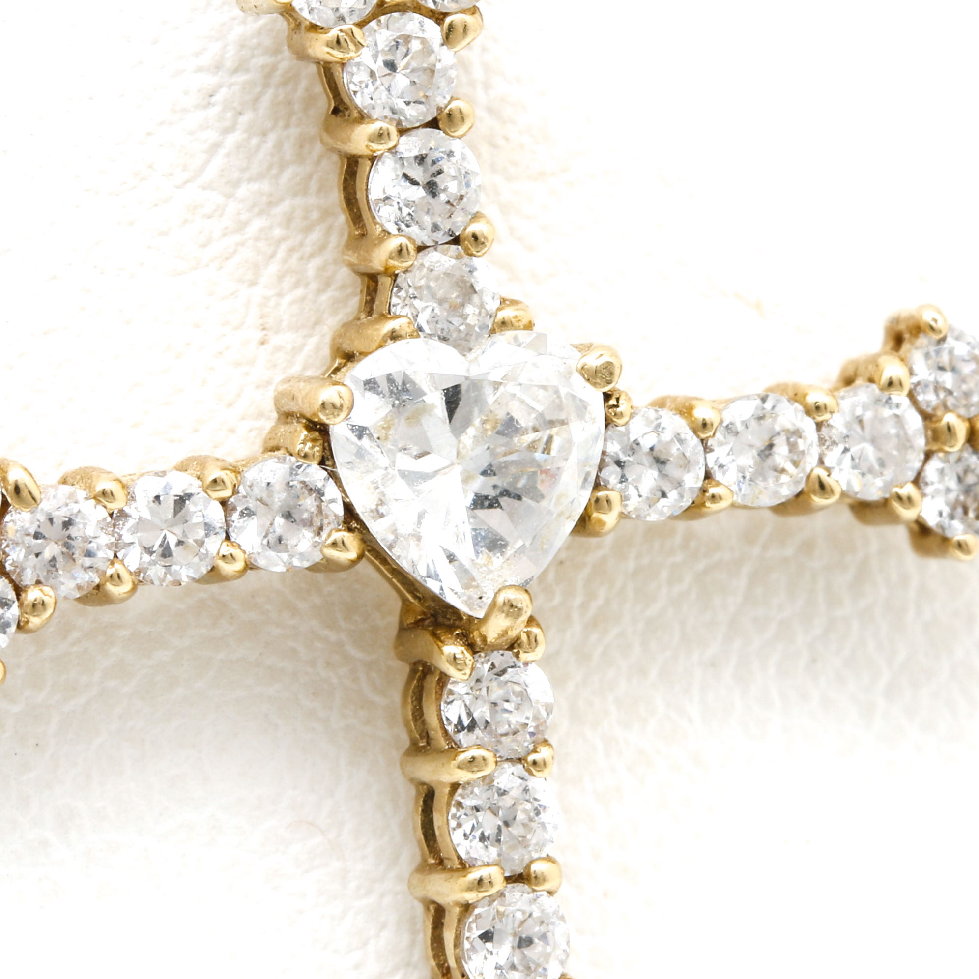 14K Yellow Gold Cubic Zirconia Encrusted Cruciform Pendant
