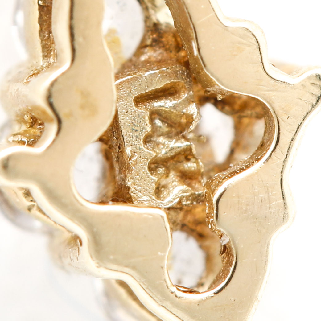 14K Yellow Gold Cubic Zirconia Encrusted Cruciform Pendant