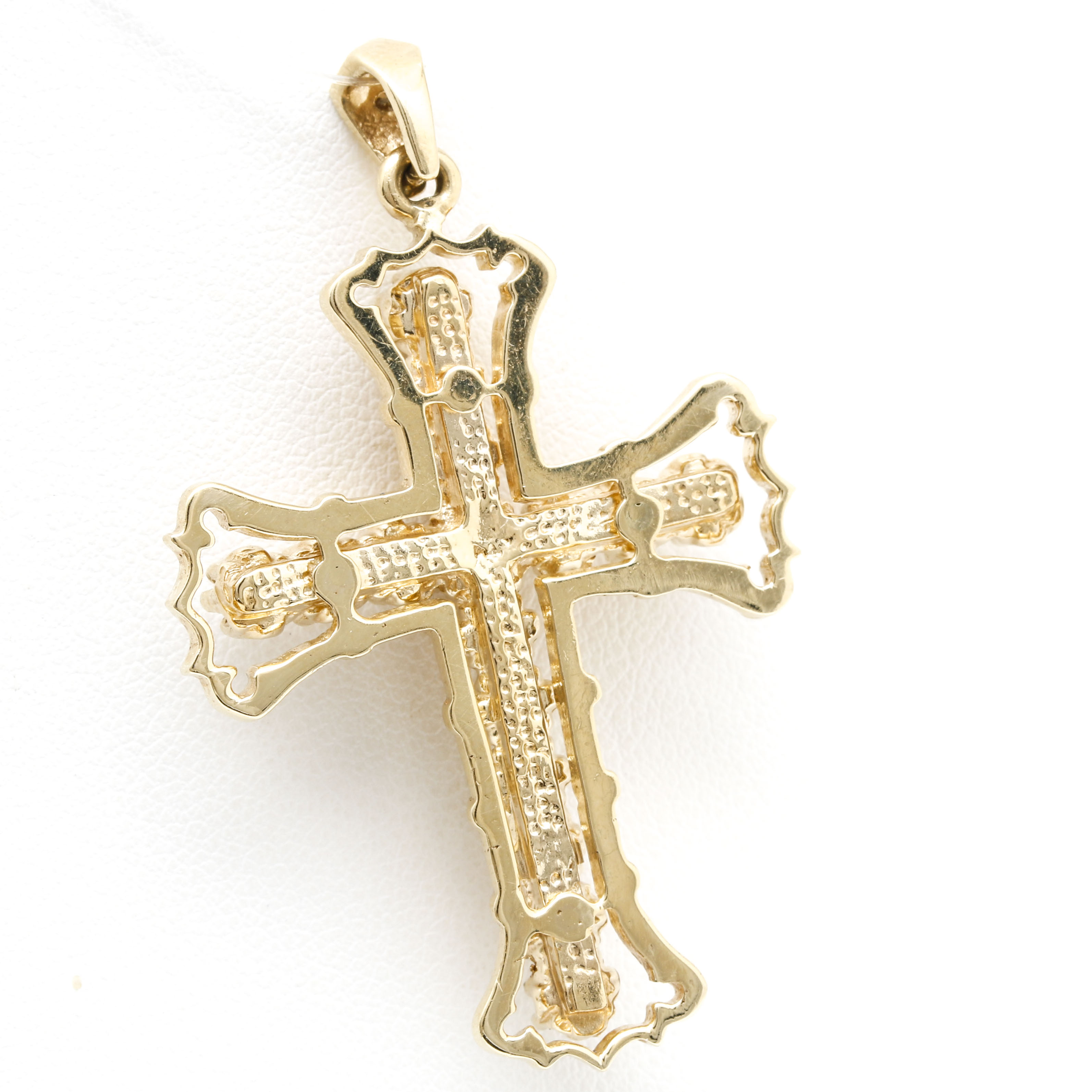 14K Yellow Gold 1.75 CTW Diamond Cross Pendant