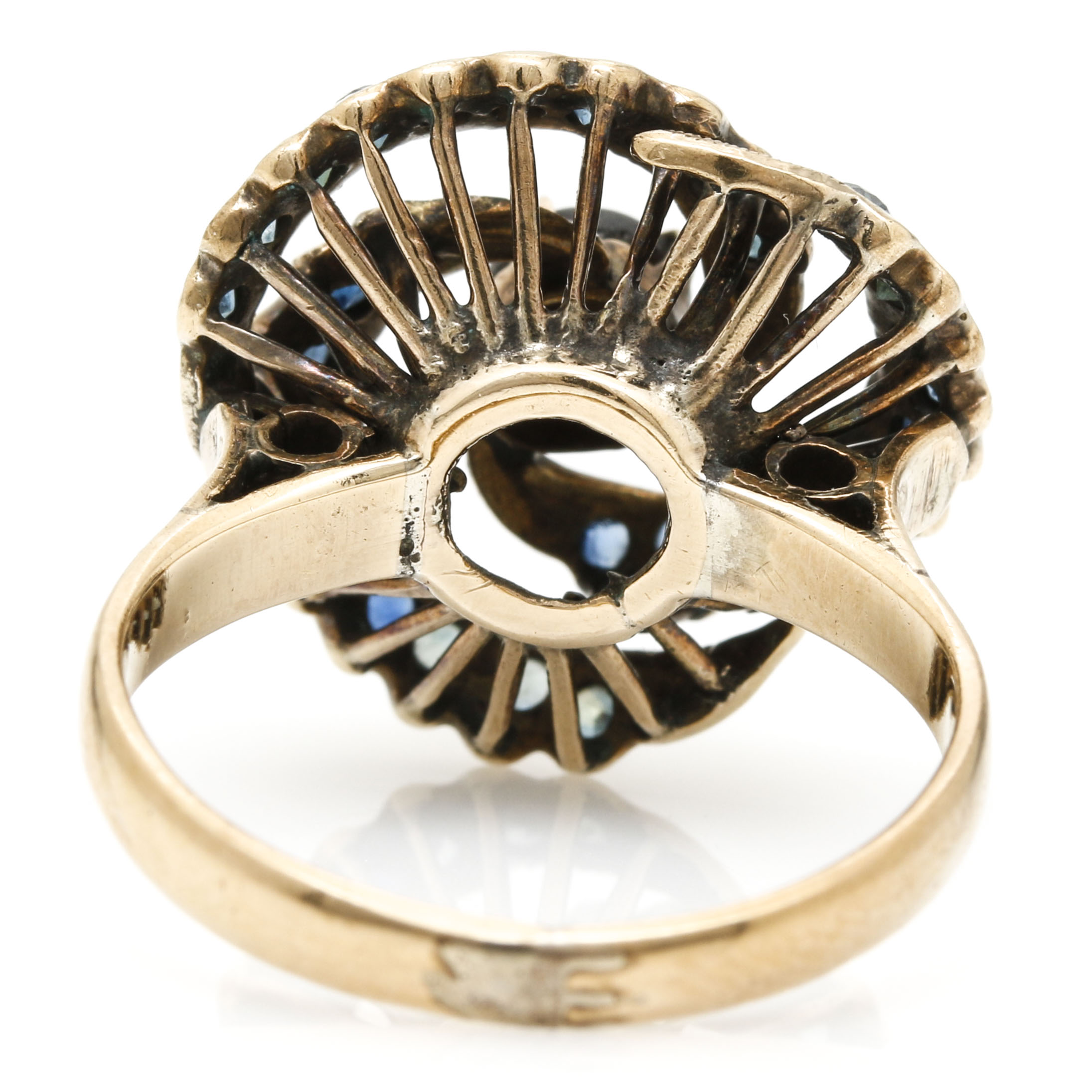 10K Yellow Gold Black Star Sapphire and Blue Sapphire Ring