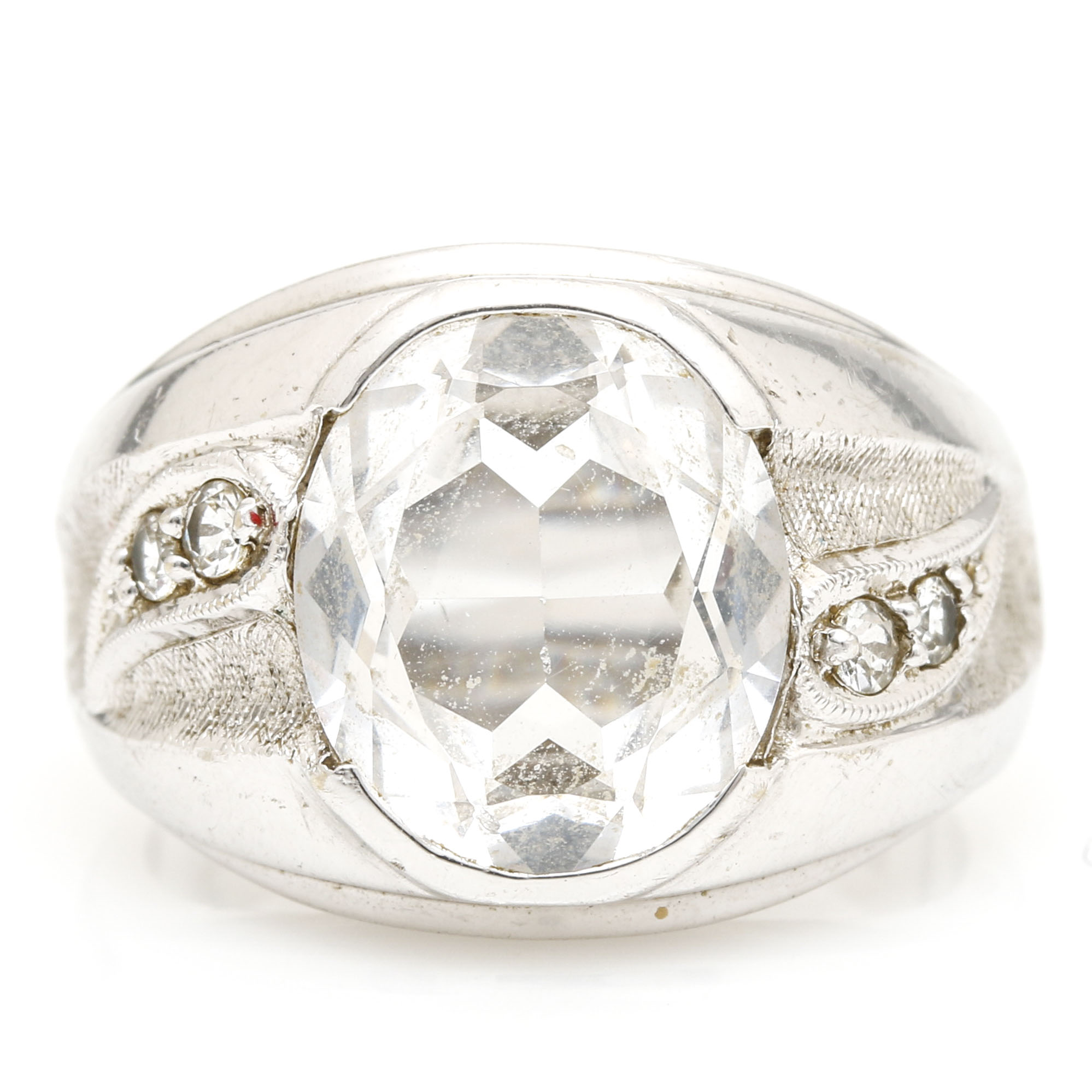 10K White Gold Spinel and Quartz Ring