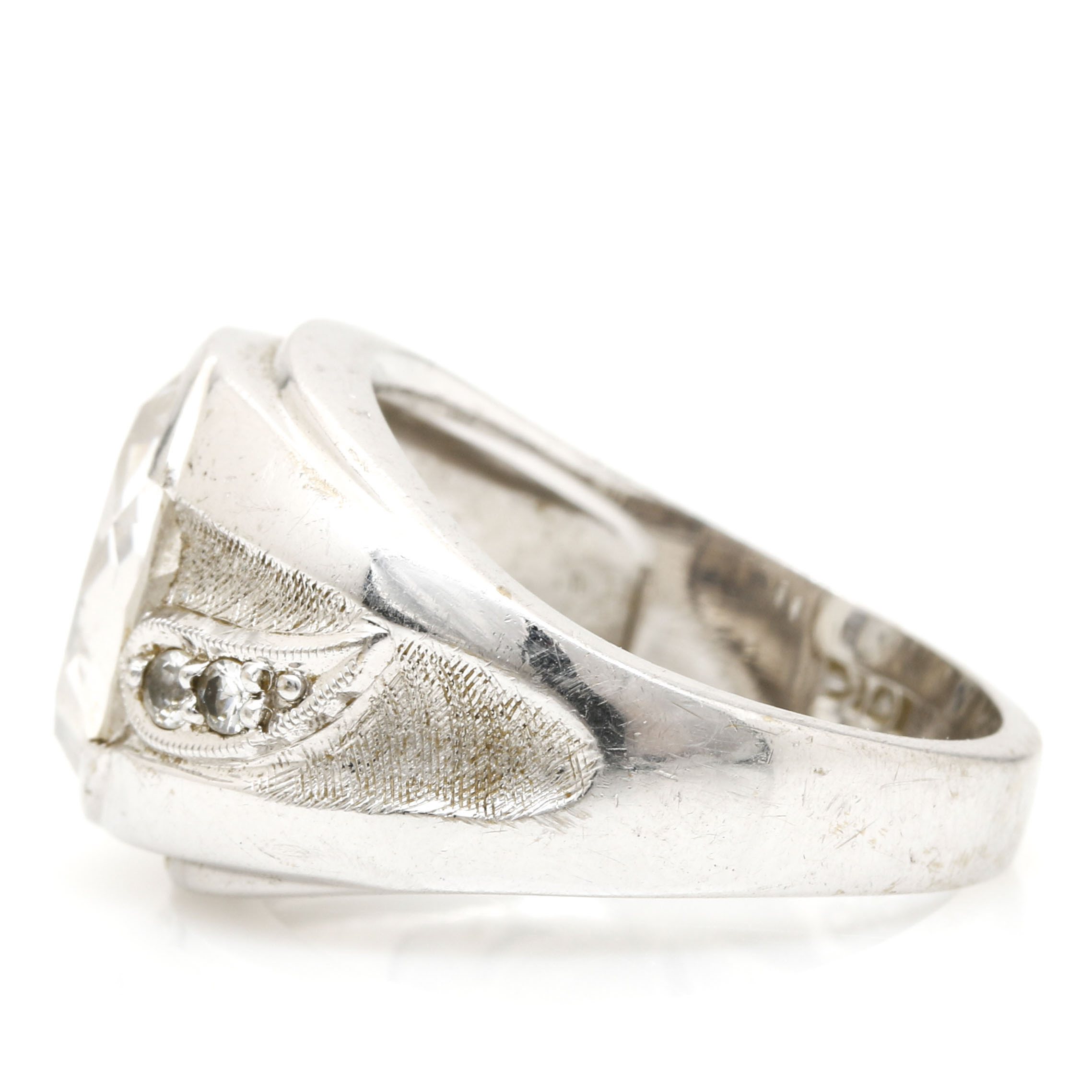 10K White Gold Spinel and Quartz Ring