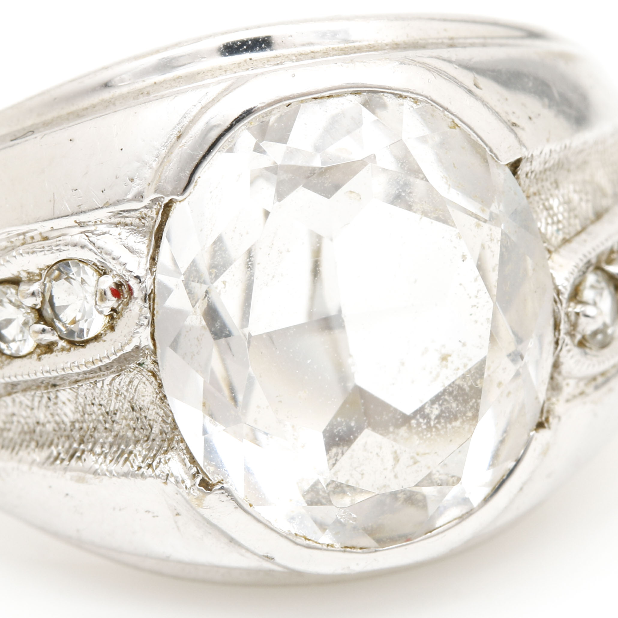 10K White Gold Spinel and Quartz Ring