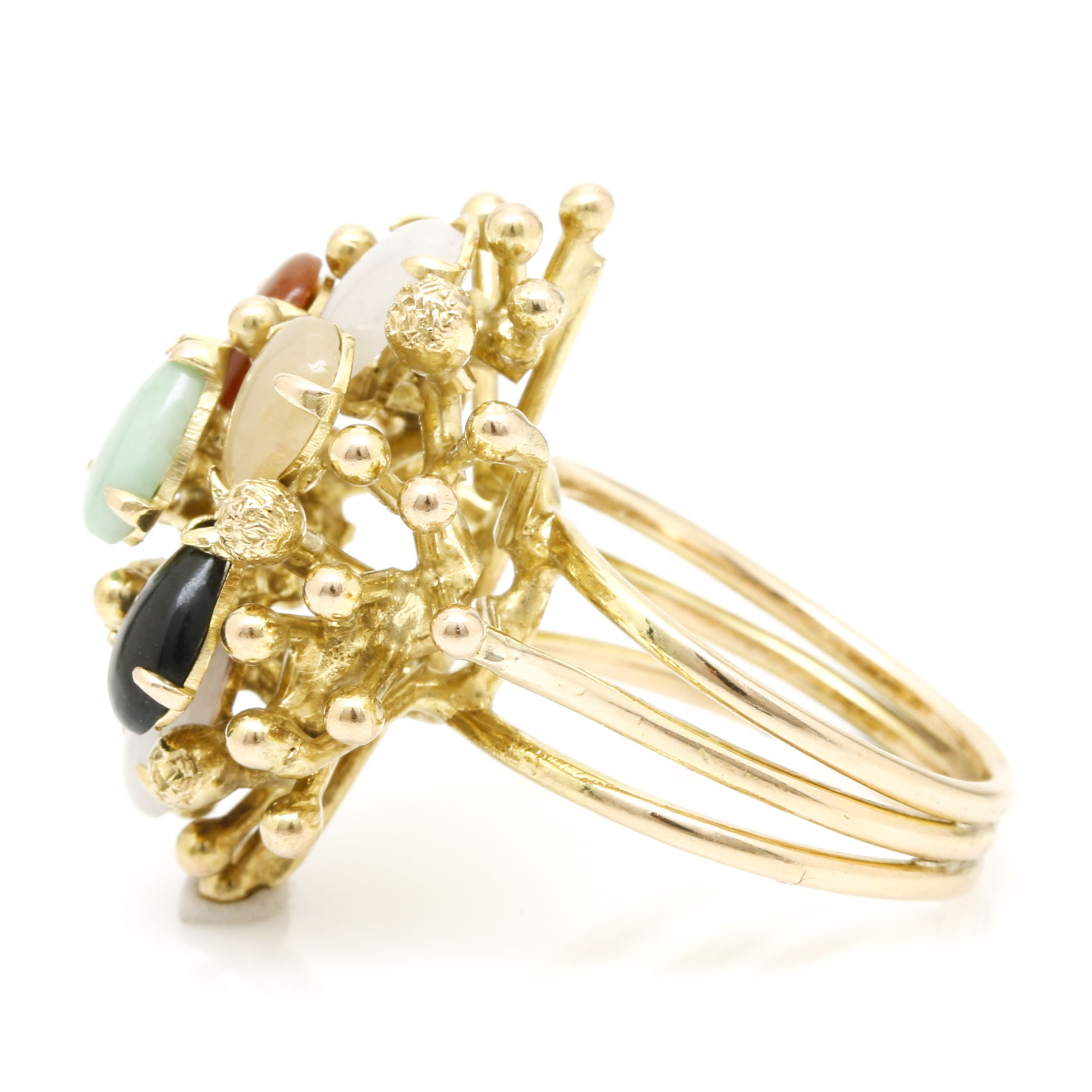 14K Yellow Gold Jadeite and Onyx Ring