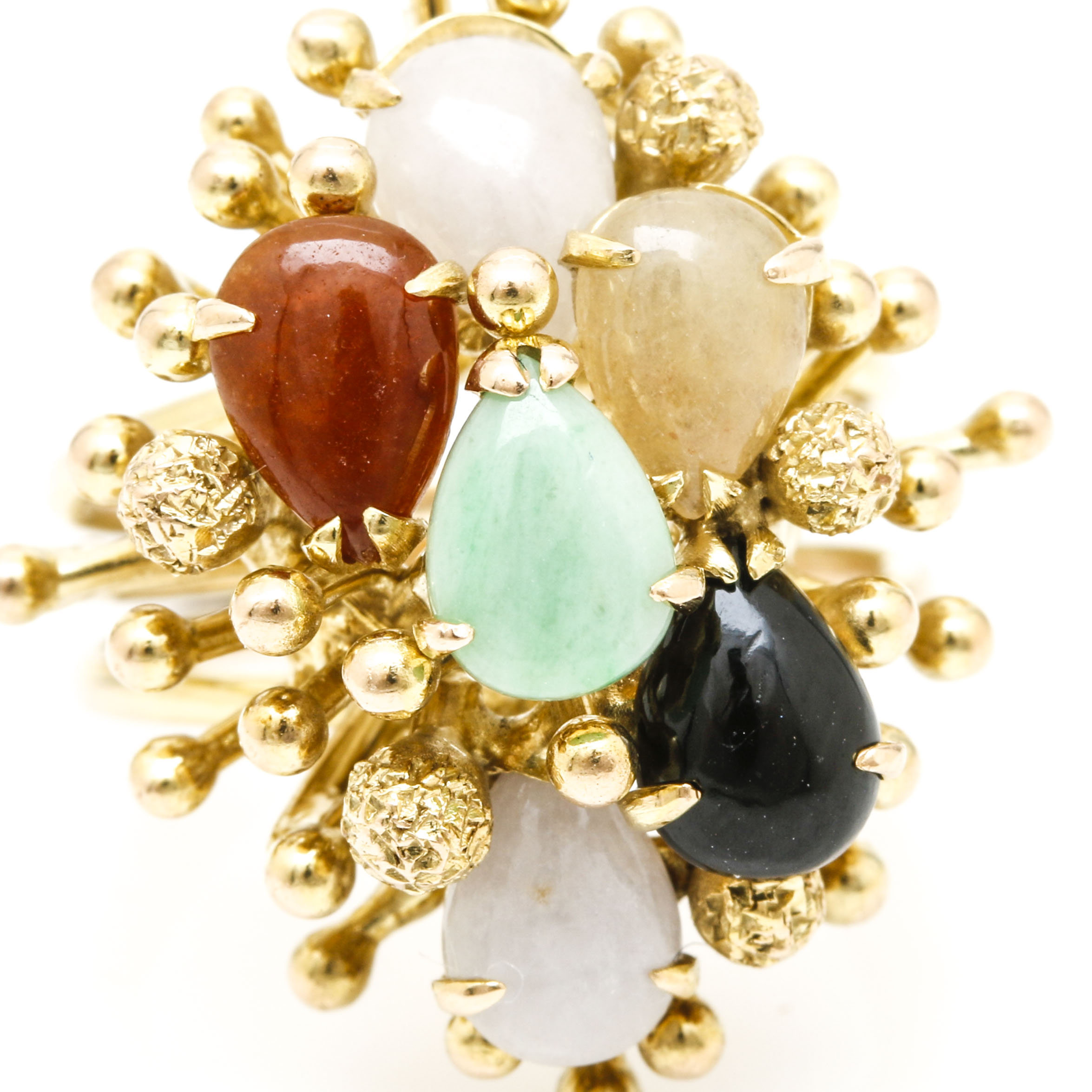 14K Yellow Gold Jadeite and Onyx Ring