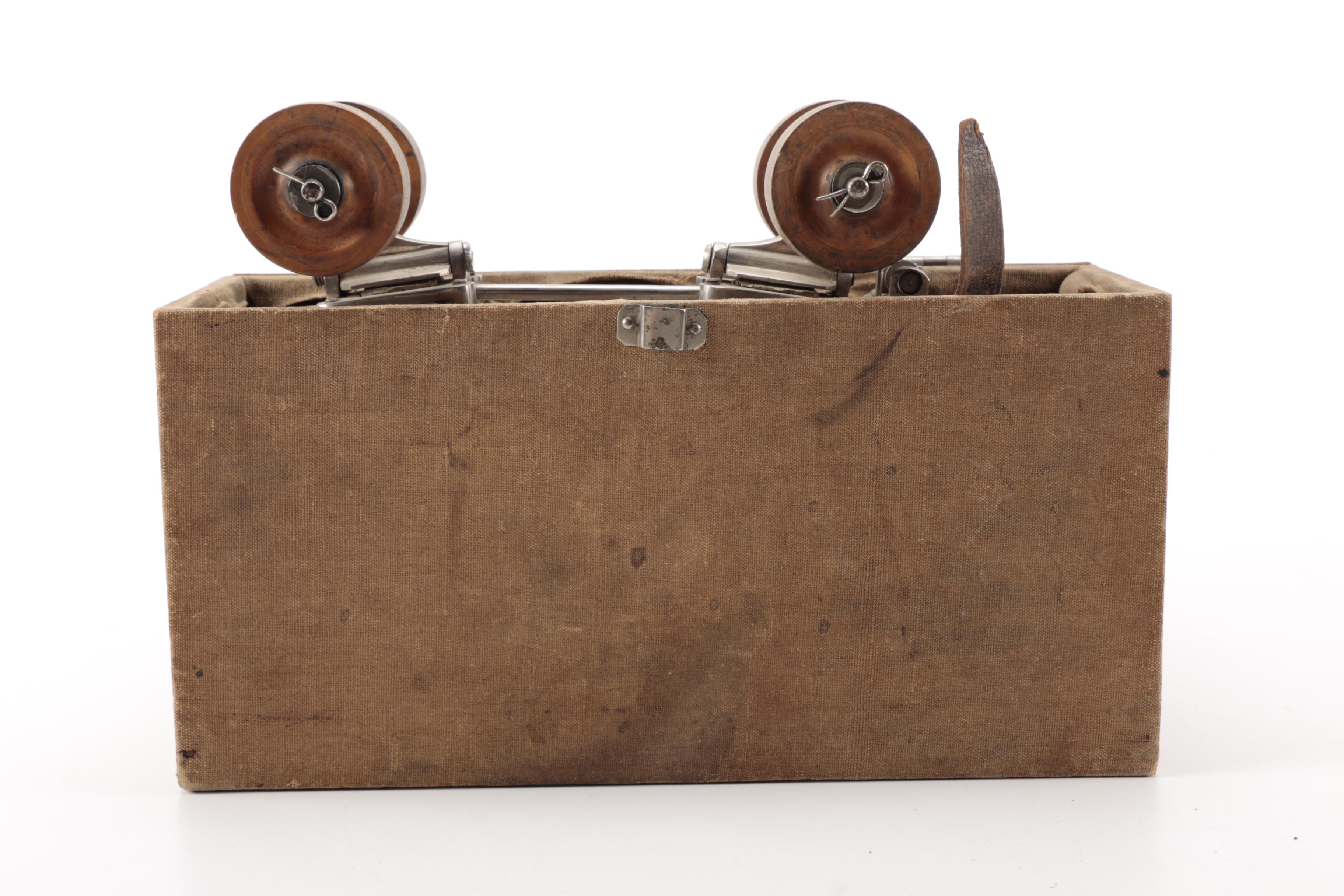 Vintage Metal Roller Skates in Case