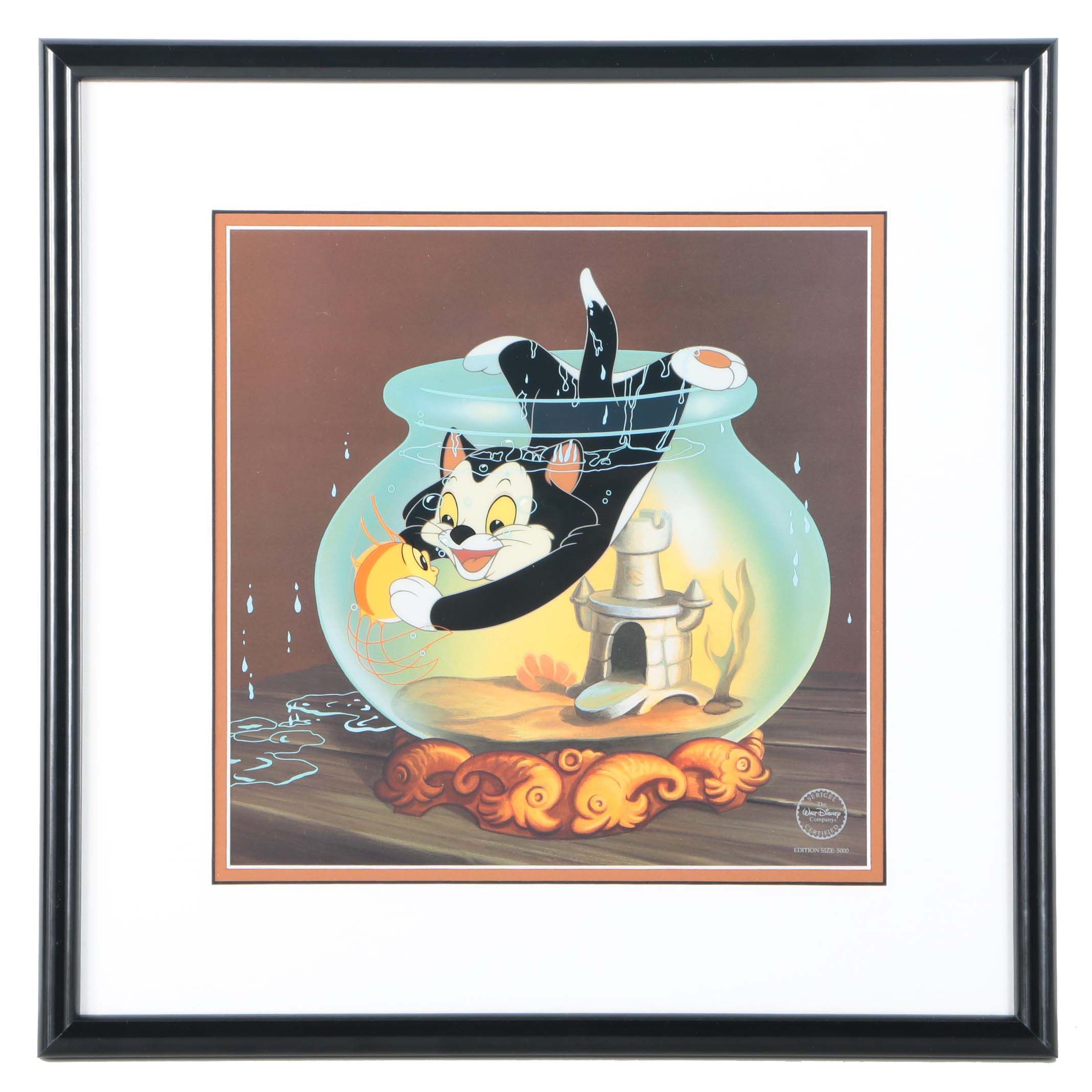 Walt Disney 1998 Limited Edition Sericel "Fishing for a Kiss" After "Pinnochio"