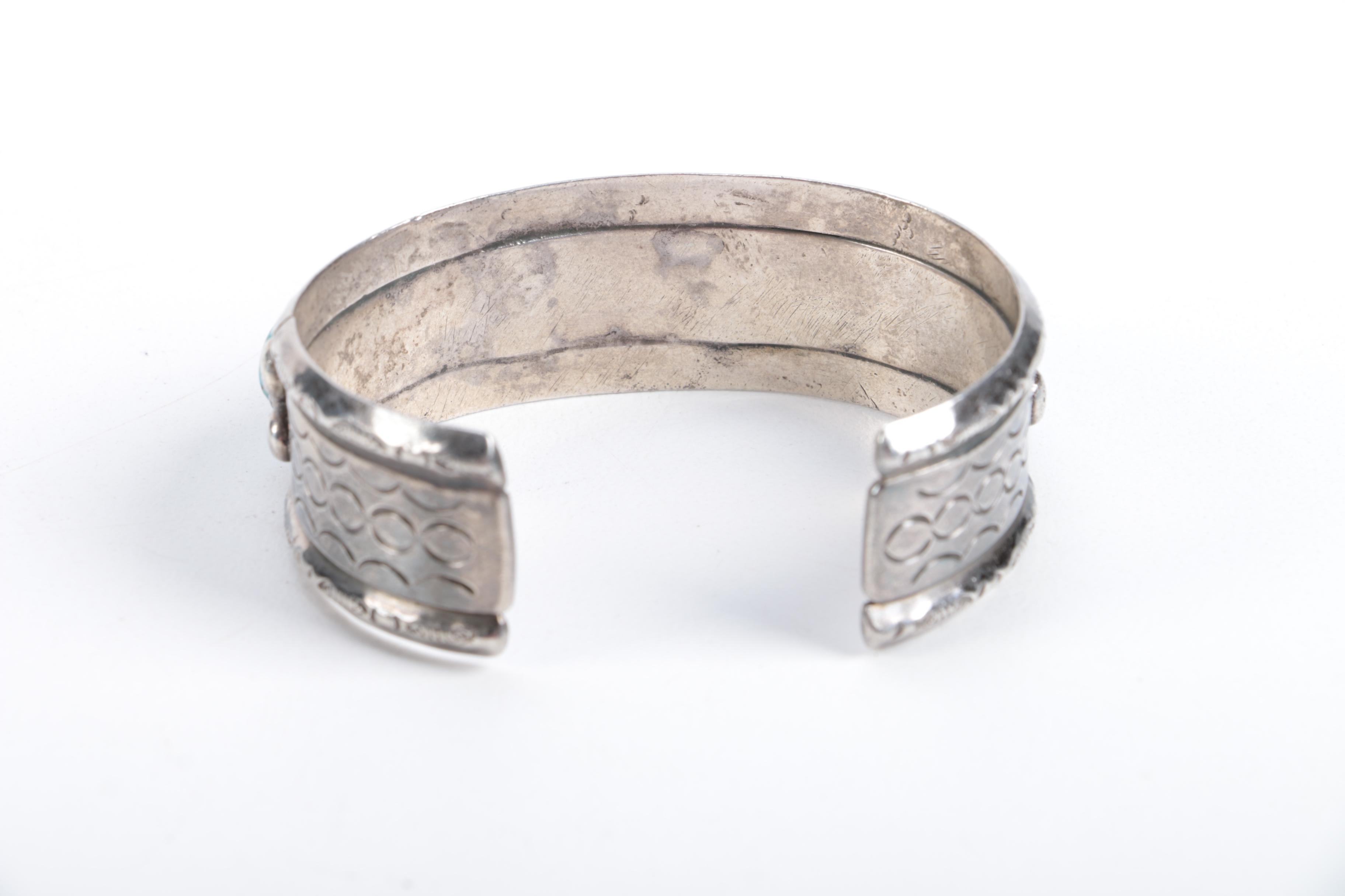 Sterling Silver Cuff Bracelet With Turquoise Stones