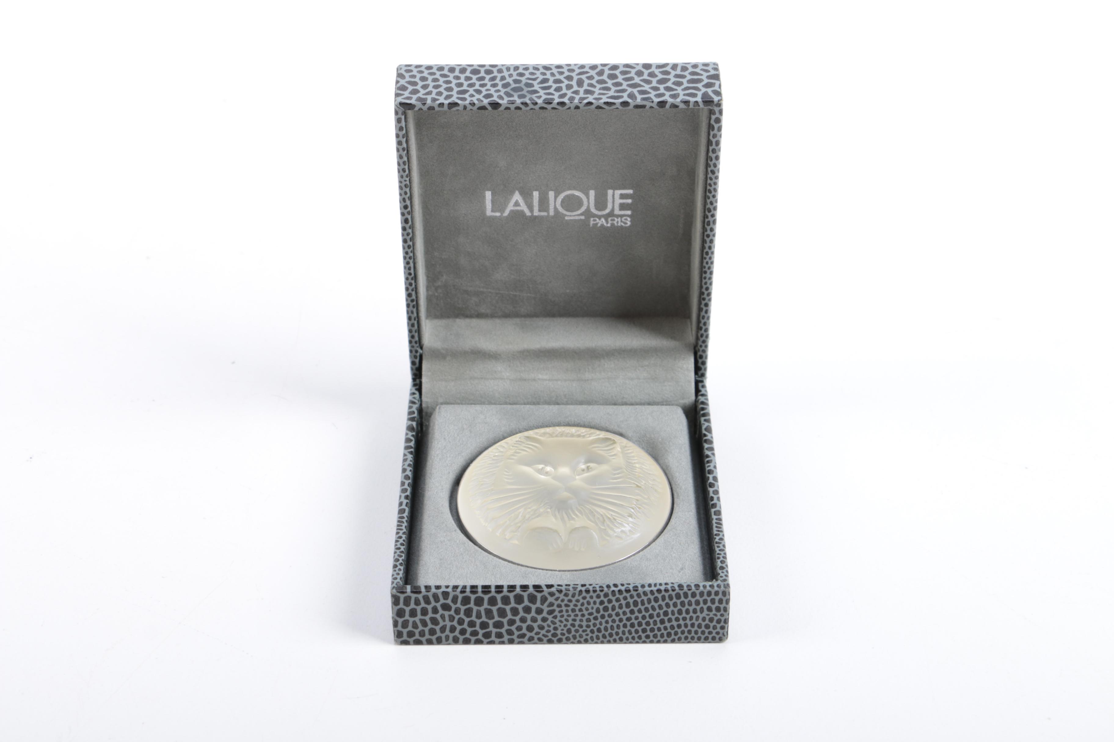 Lalique Crystal Cat Brooch and Swarovski Earrings