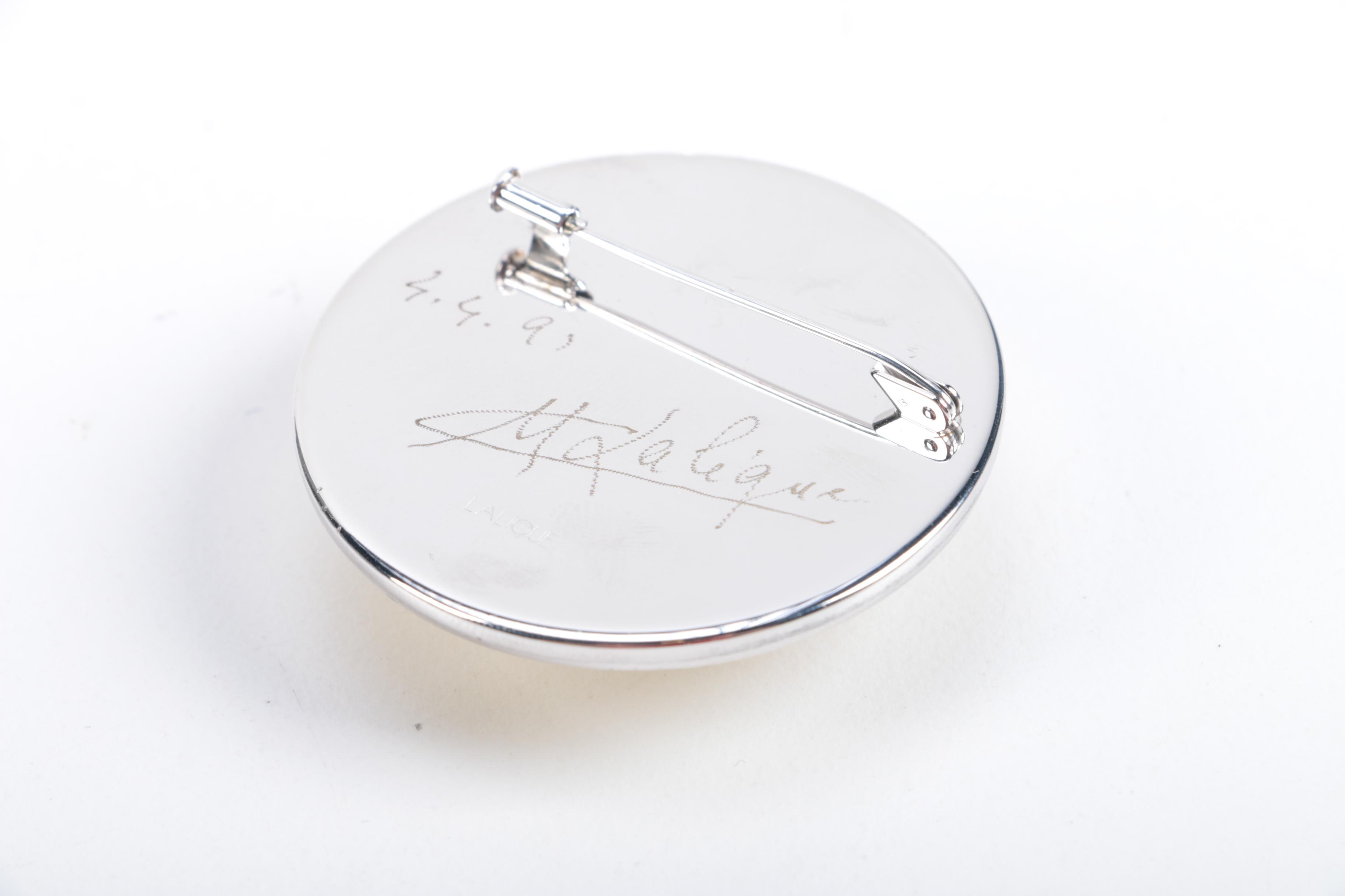 Lalique Crystal Cat Brooch and Swarovski Earrings