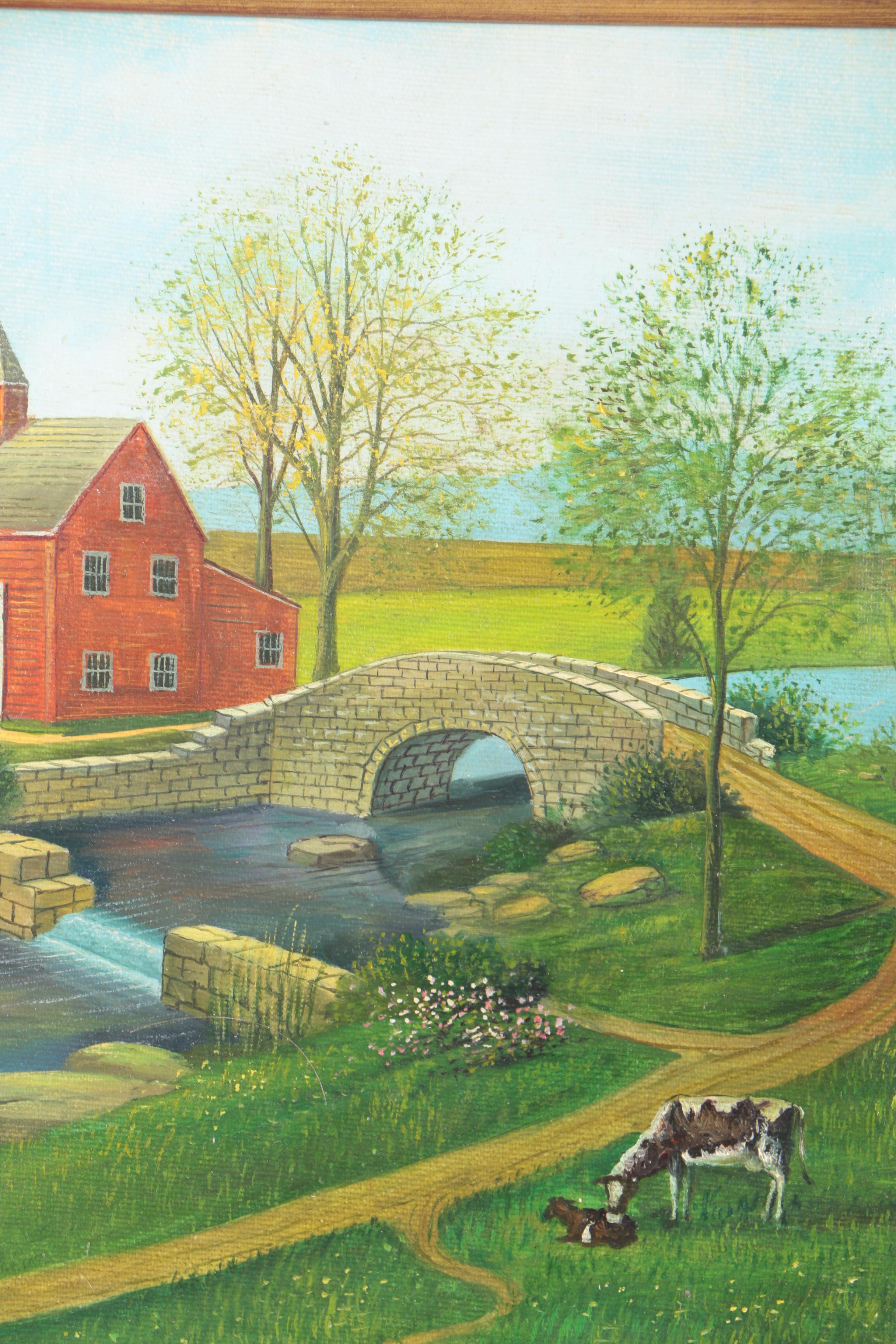 Stuart Oil on Canvas of Pastoral Landscape