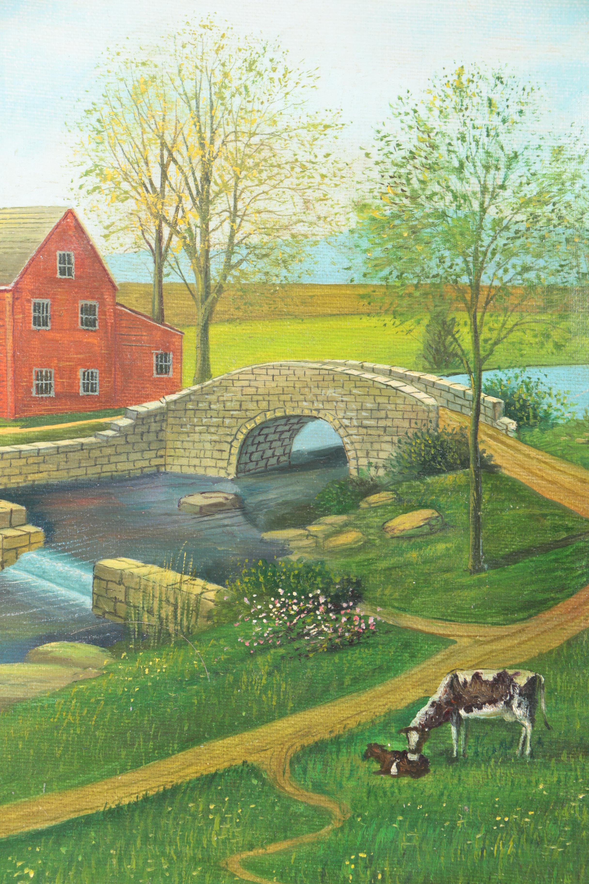 Stuart Oil on Canvas of Pastoral Landscape