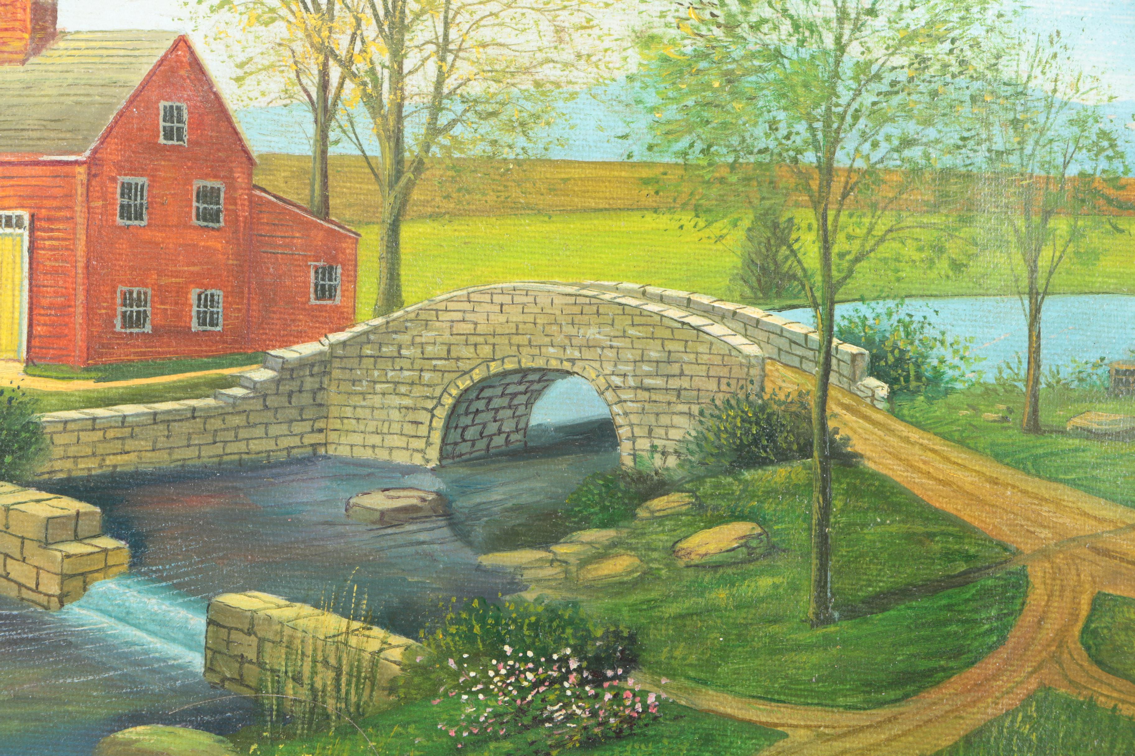 Stuart Oil on Canvas of Pastoral Landscape