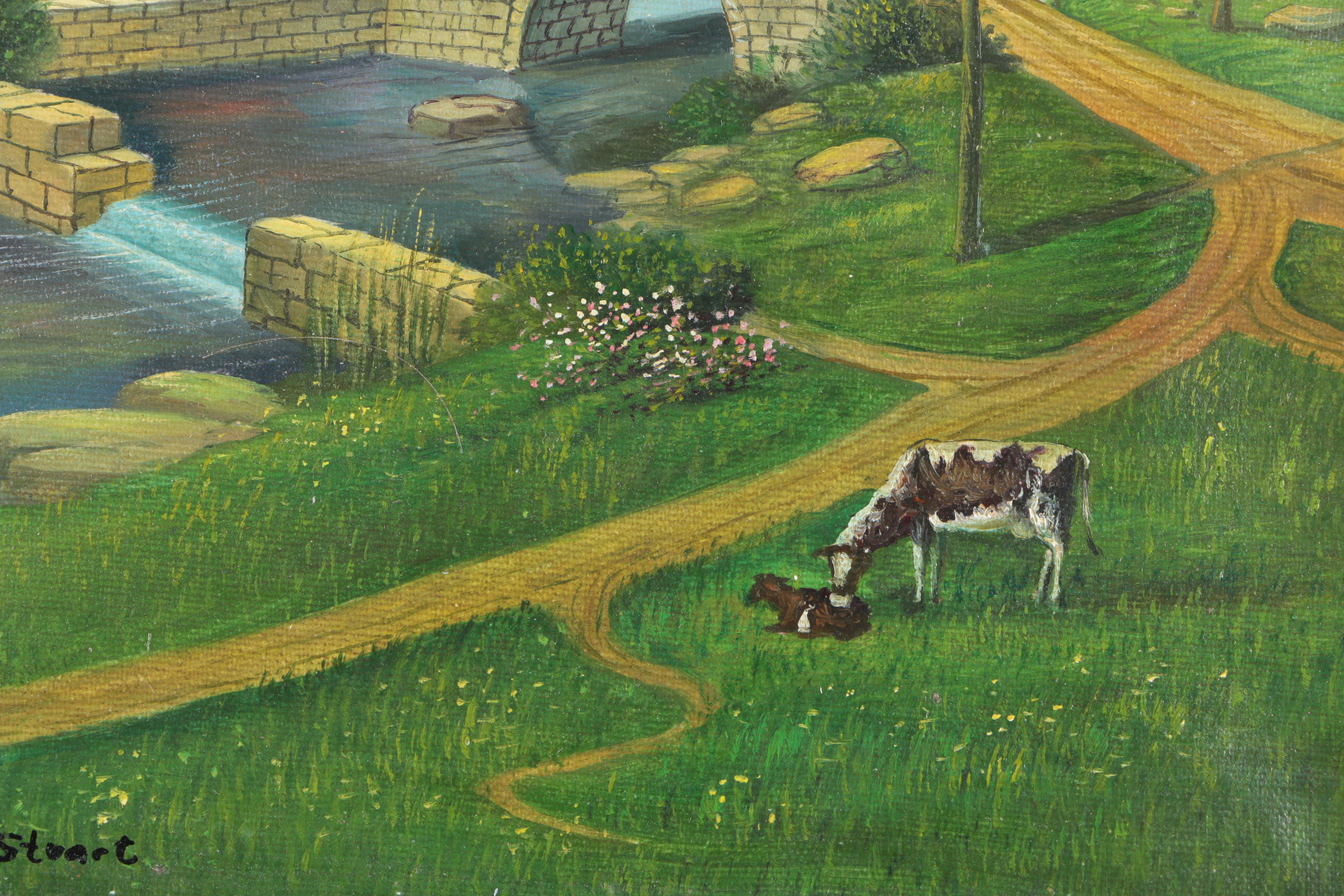 Stuart Oil on Canvas of Pastoral Landscape