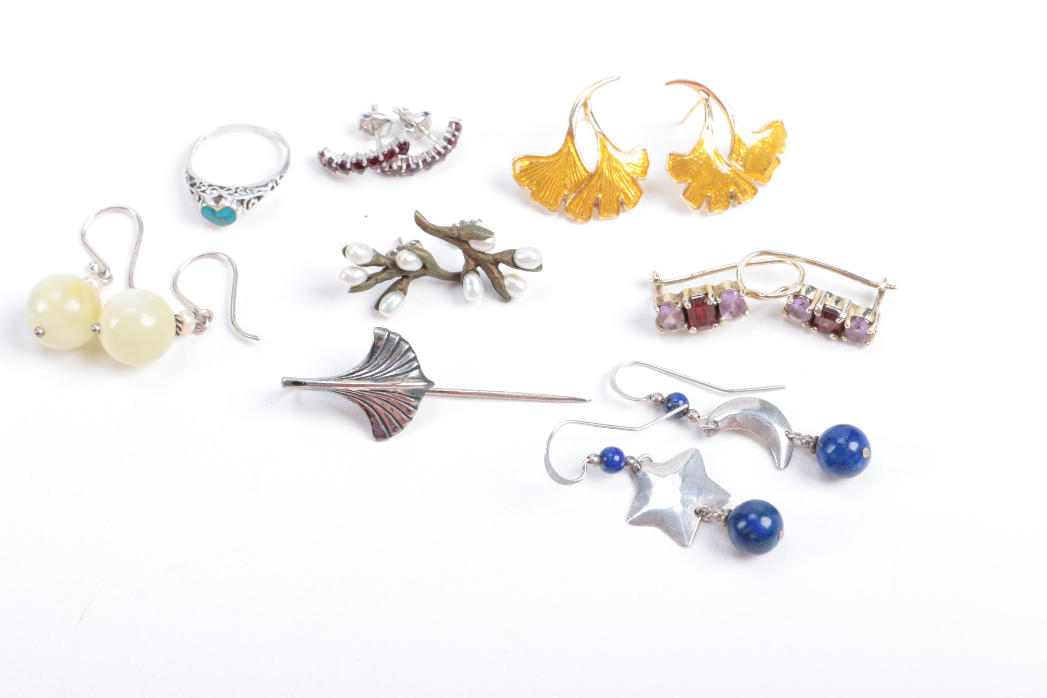 Sterling Silver Jewelry Including Gemstones