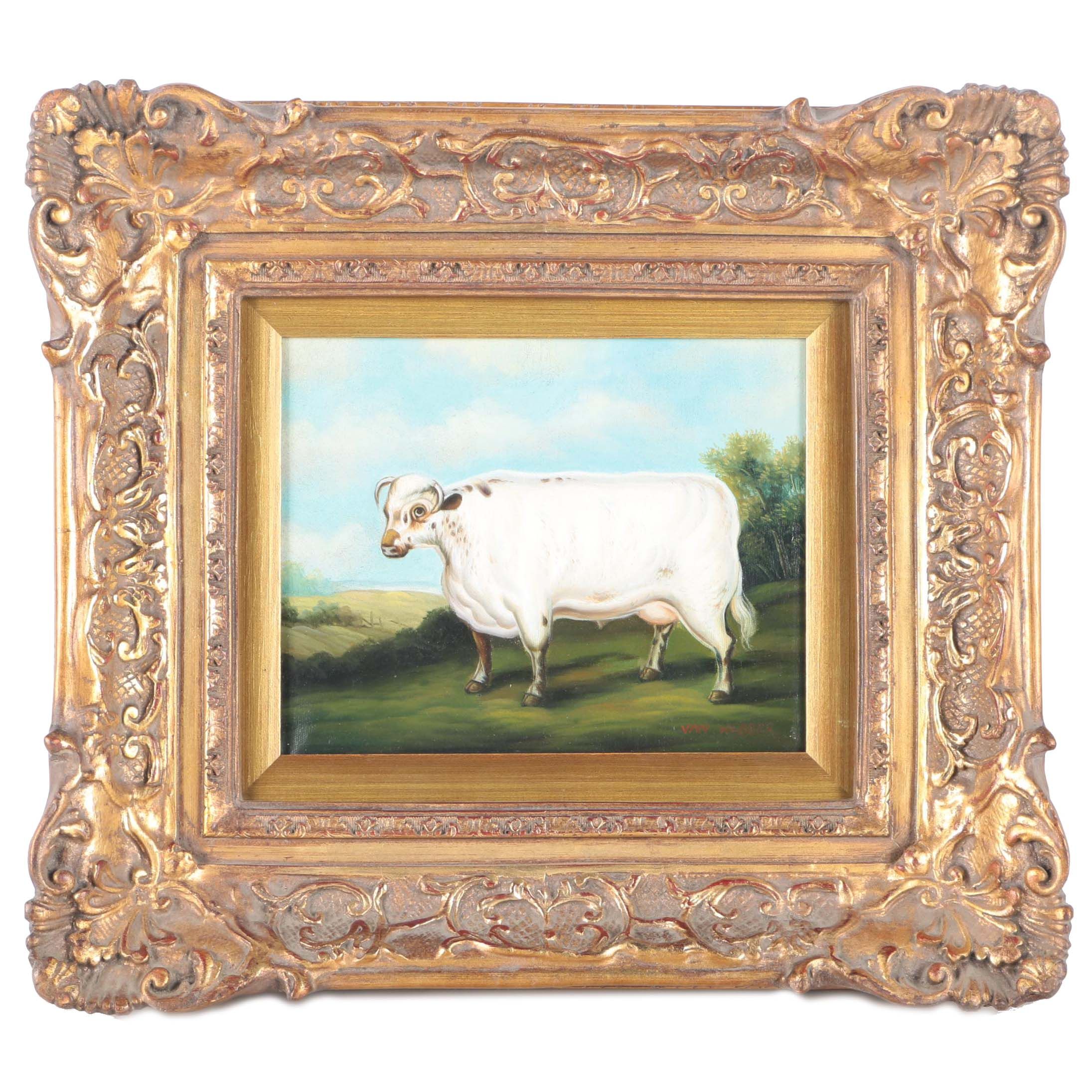 Van Webber Original Oil Painting on Canvas of a Cow