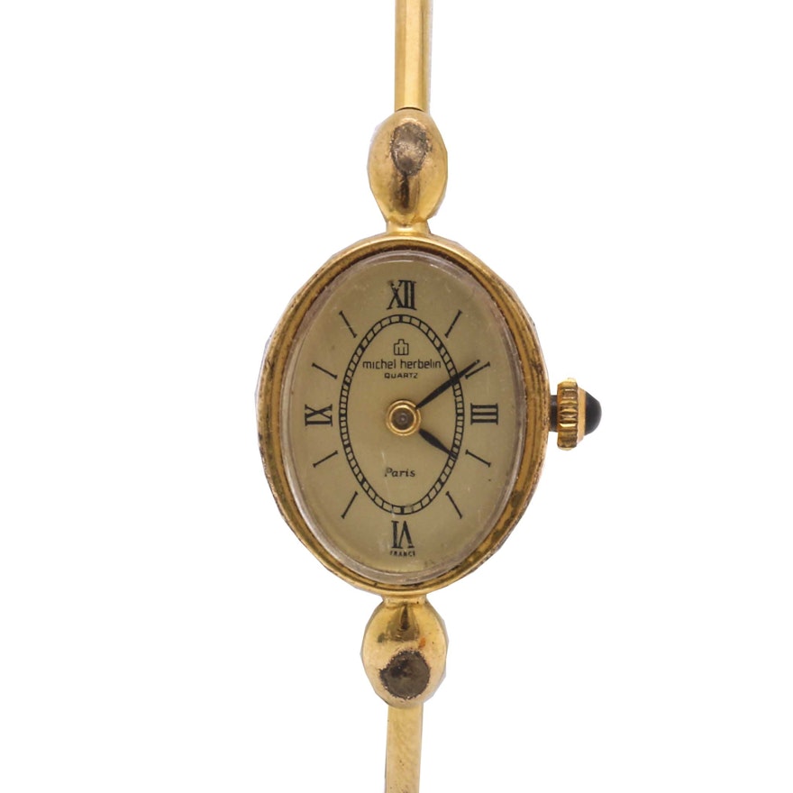 Michel Herbelin Gold Tone Quartz Wristwatch